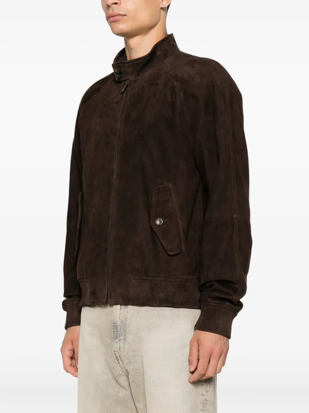 DSQUARED2 Suède jack met kraag met knopen Bruin