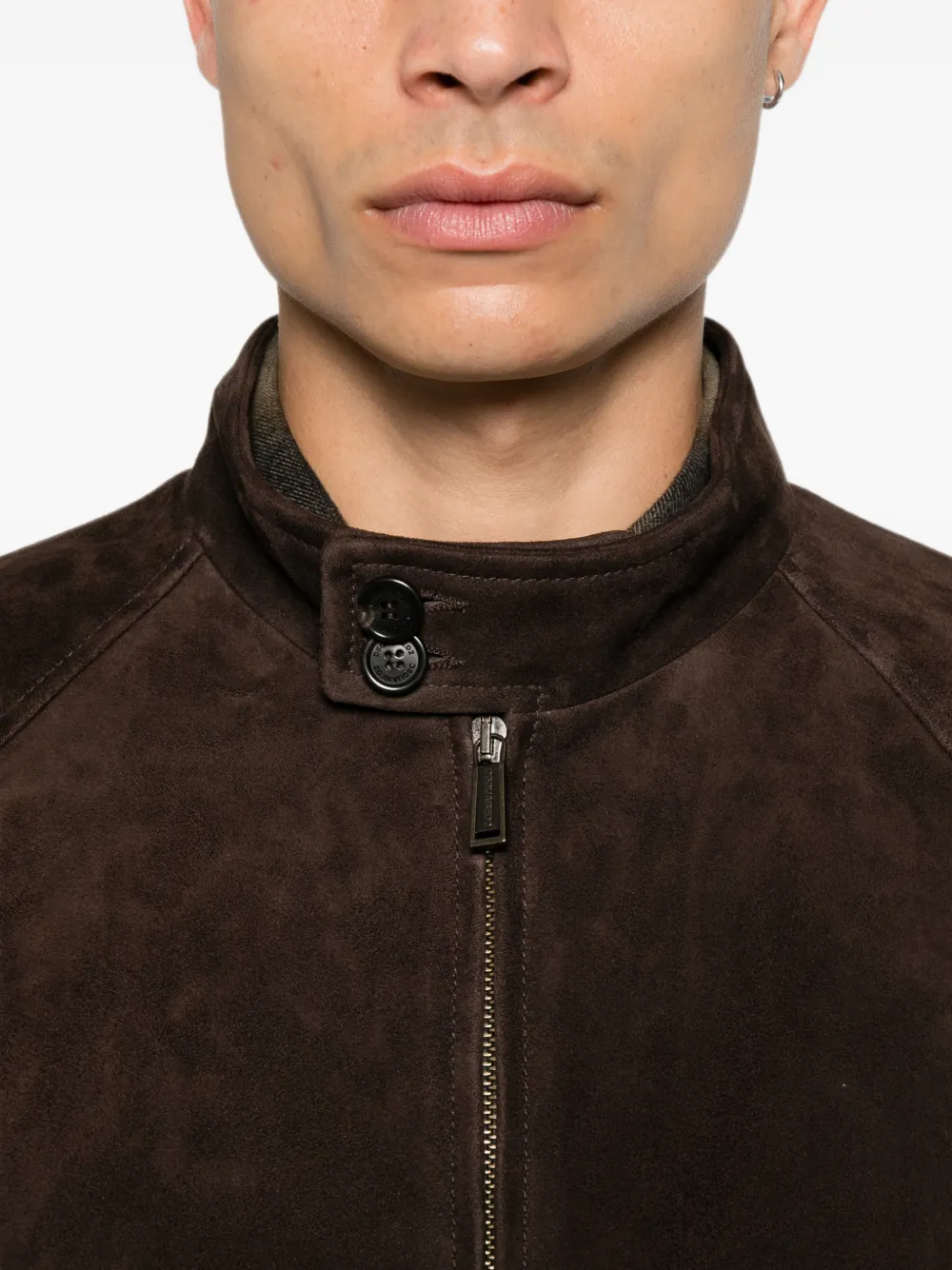 DSQUARED2 Suède jack met kraag met knopen Bruin