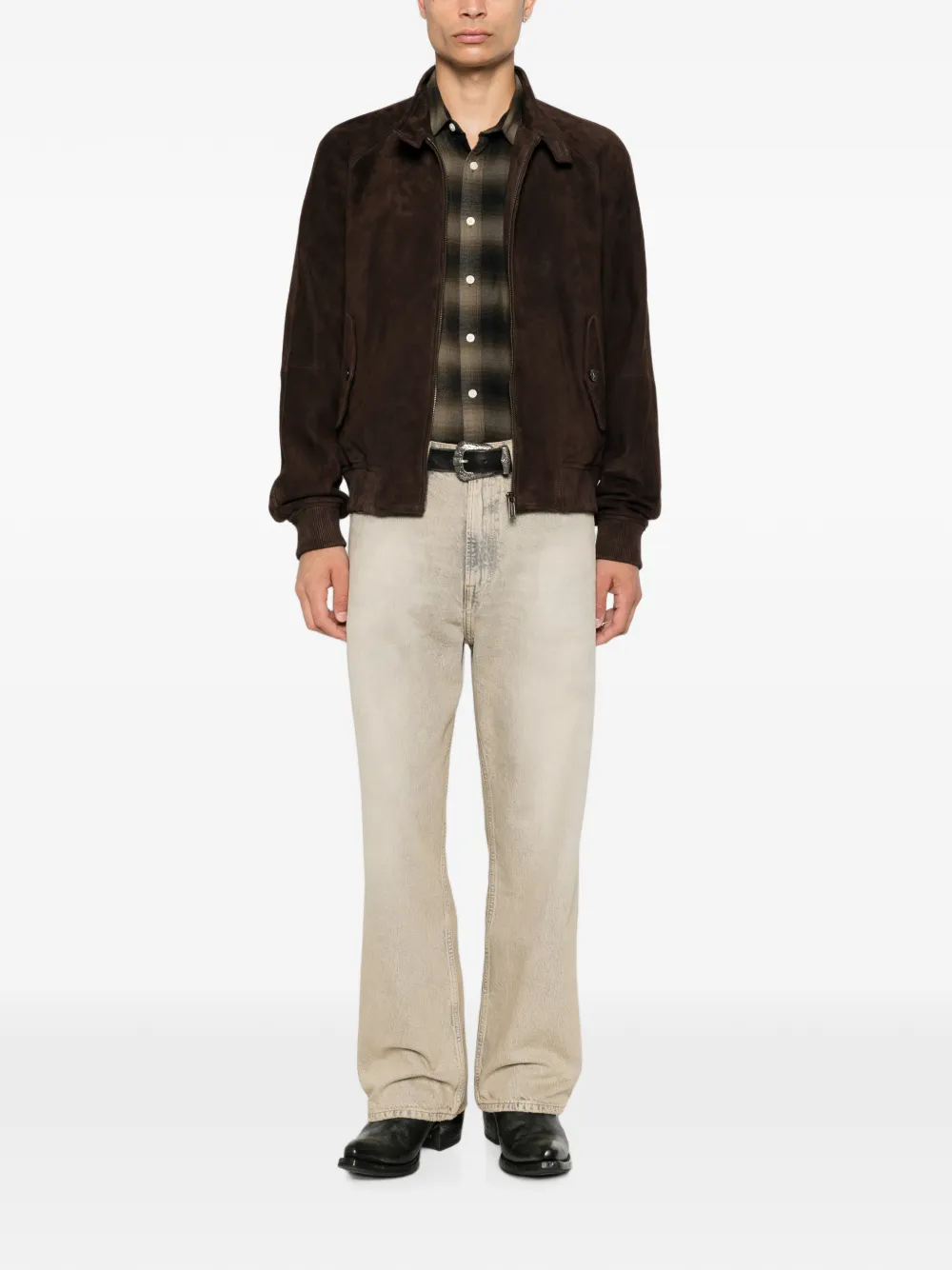 DSQUARED2 Suède jack met kraag met knopen Bruin