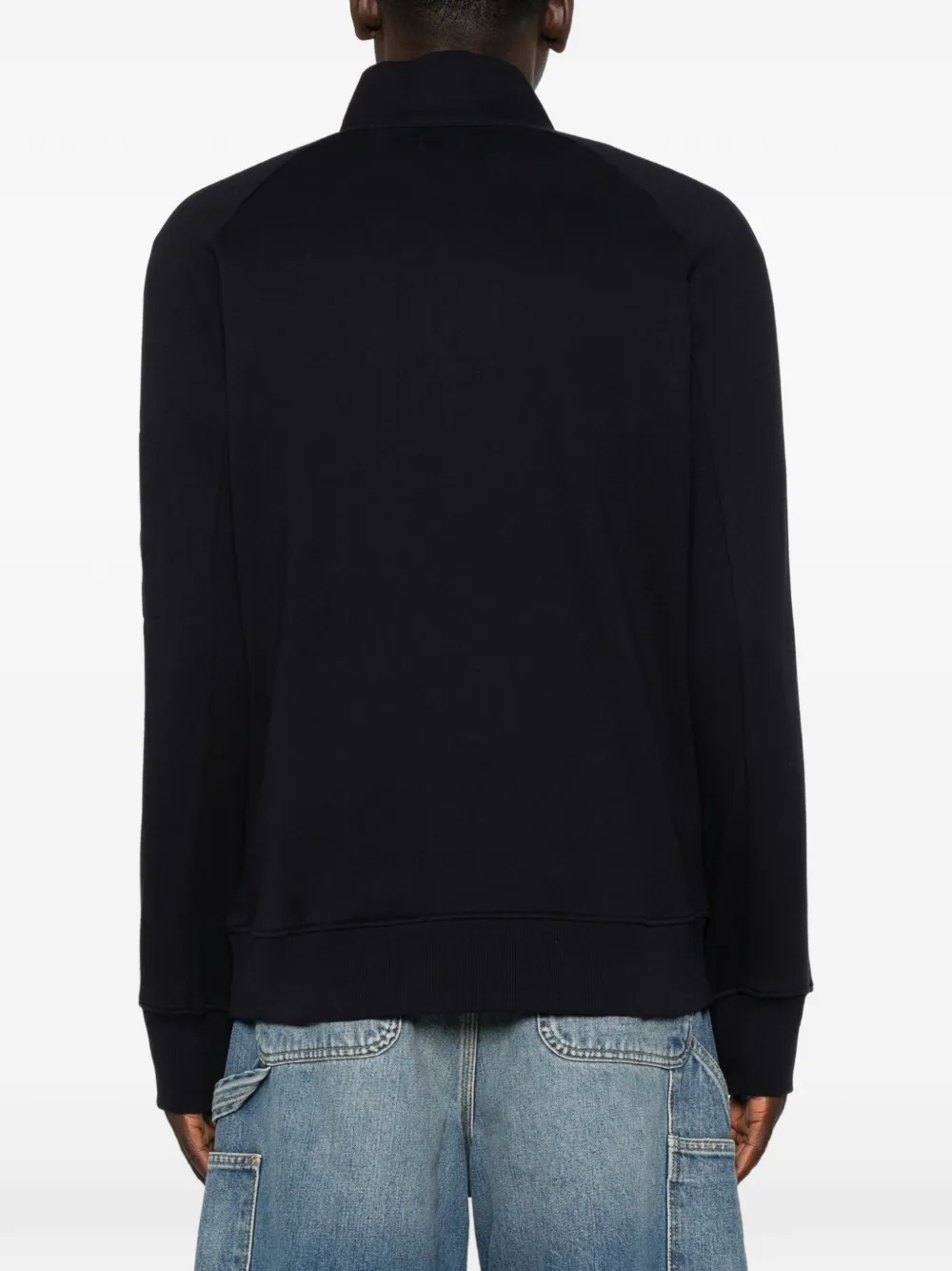 C.P. Company Sweater met kwartrits en Lens-detail Blauw