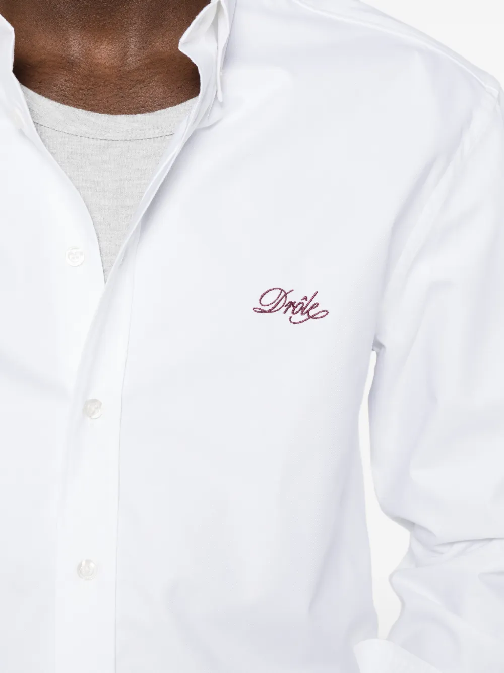Drôle De Monsieur Boxy overhemd met geborduurd logo Wit