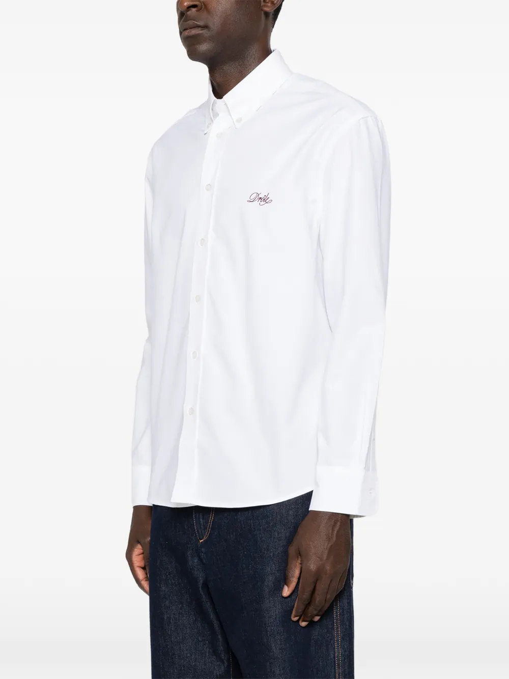 Drôle De Monsieur Boxy overhemd met geborduurd logo Wit