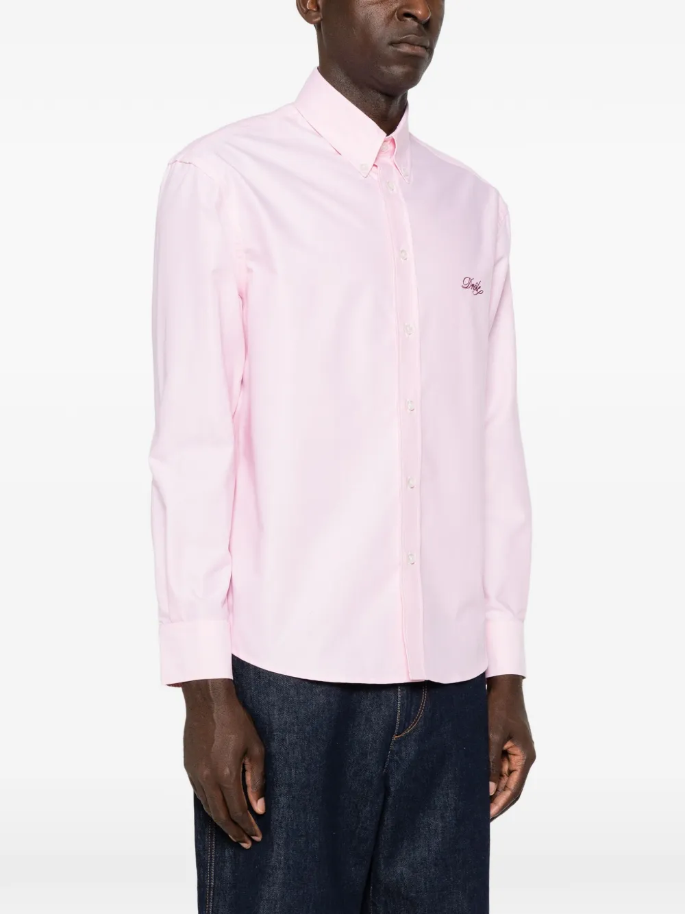 Drôle De Monsieur Boxy overhemd met geborduurd logo Roze