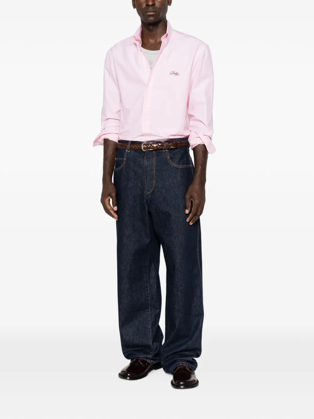 Drôle De Monsieur Boxy overhemd met geborduurd logo Roze