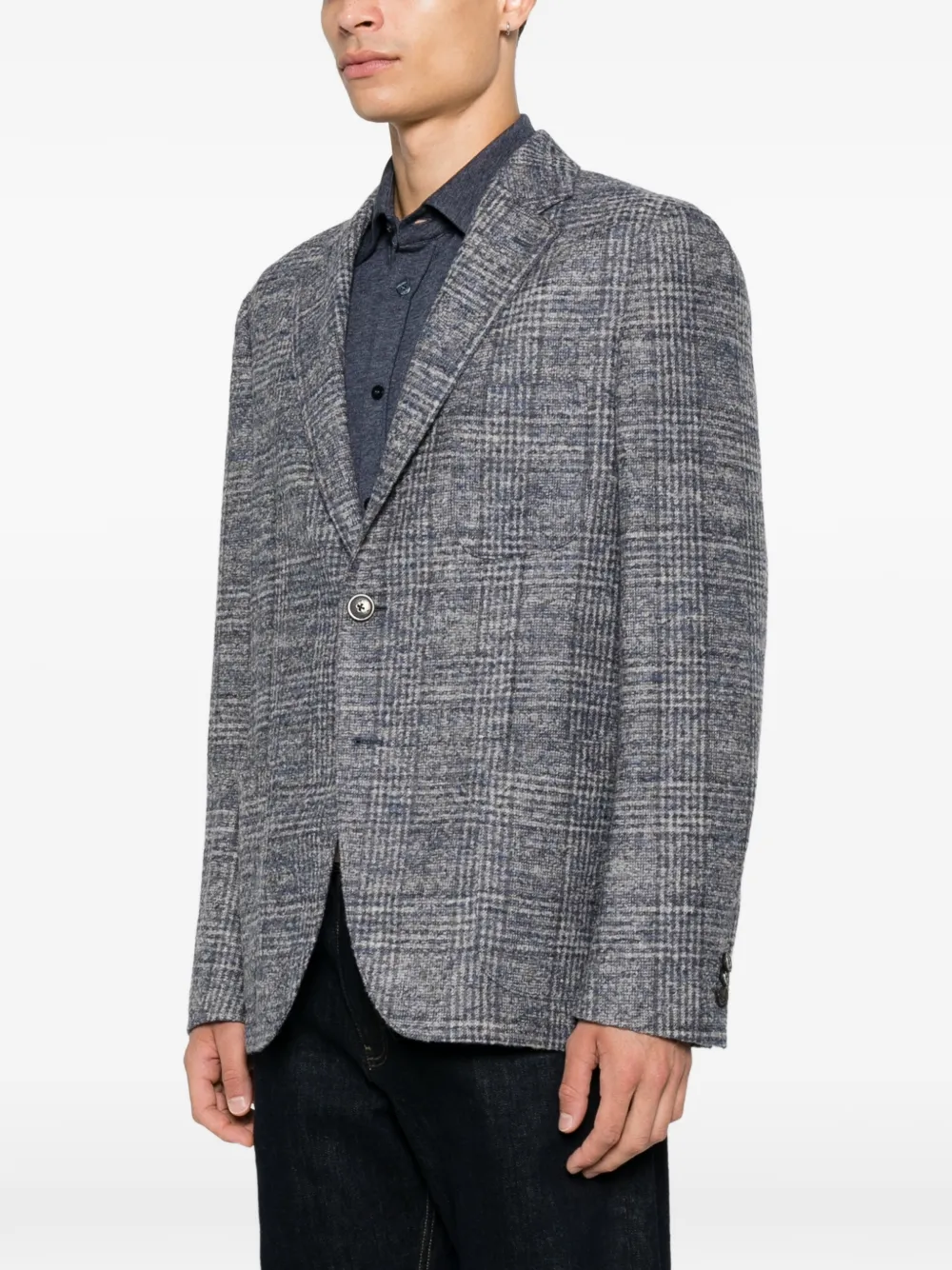 ETRO Geruite blazer met gekerfde revers Grijs