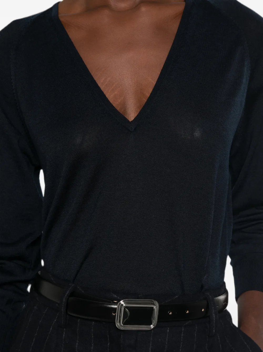 Forte V-neck long-sleeve sweater Blauw