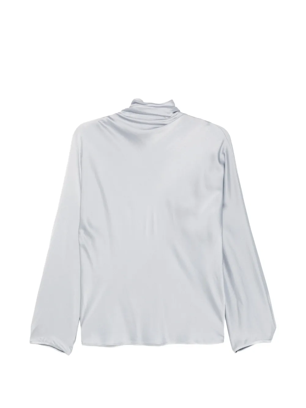 Forte Zijden satijnen blouse met soepelvallende hals Grijs