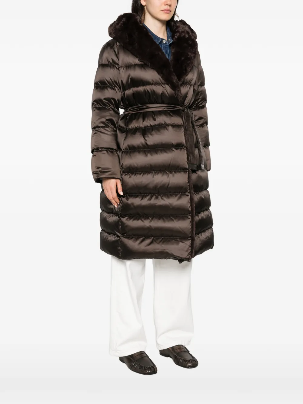 Max Mara quilted belted coat Bruin