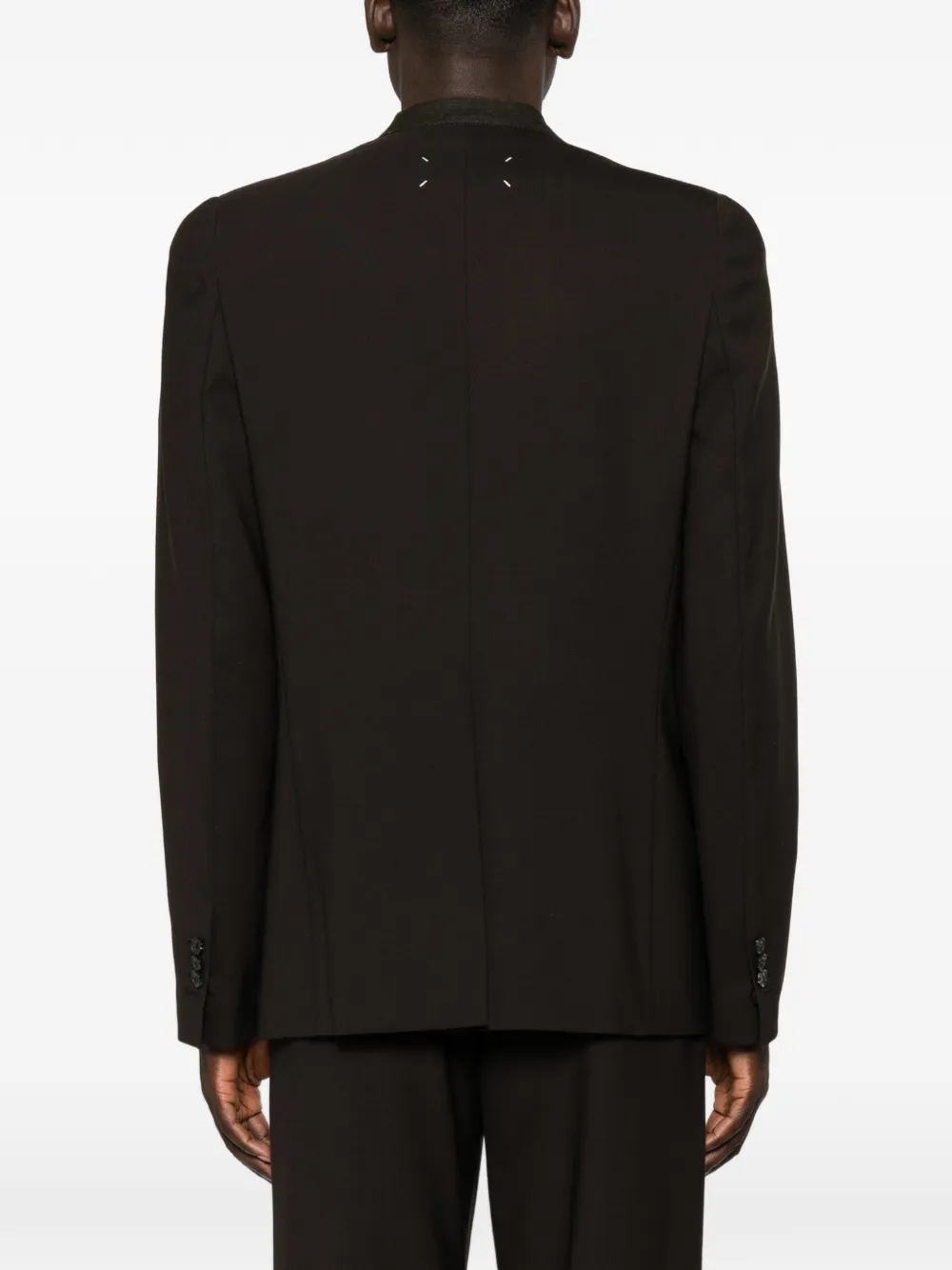 Maison Margiela Four-stitch kraagloze blazer Bruin