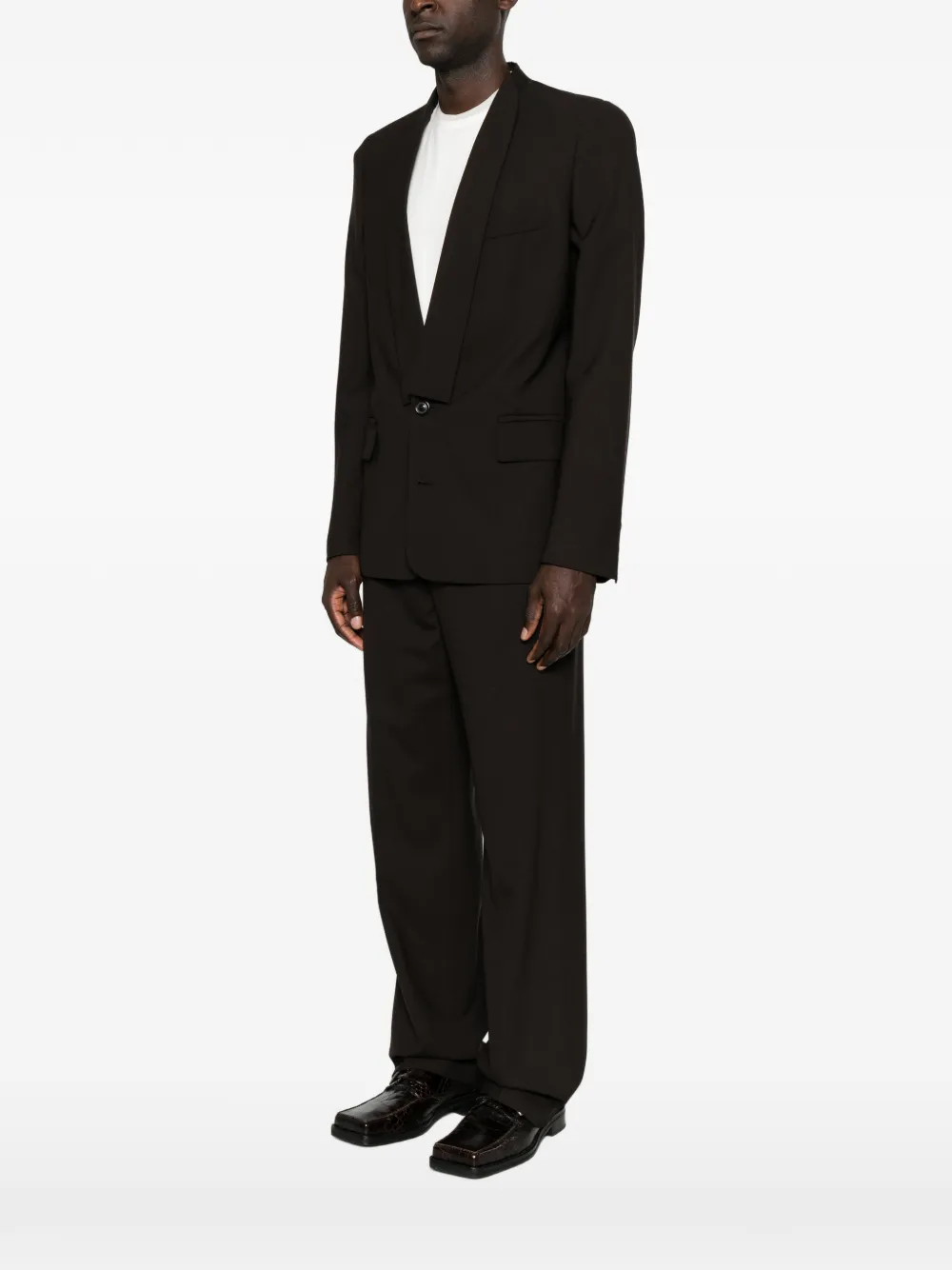 Maison Margiela Four-stitch kraagloze blazer Bruin