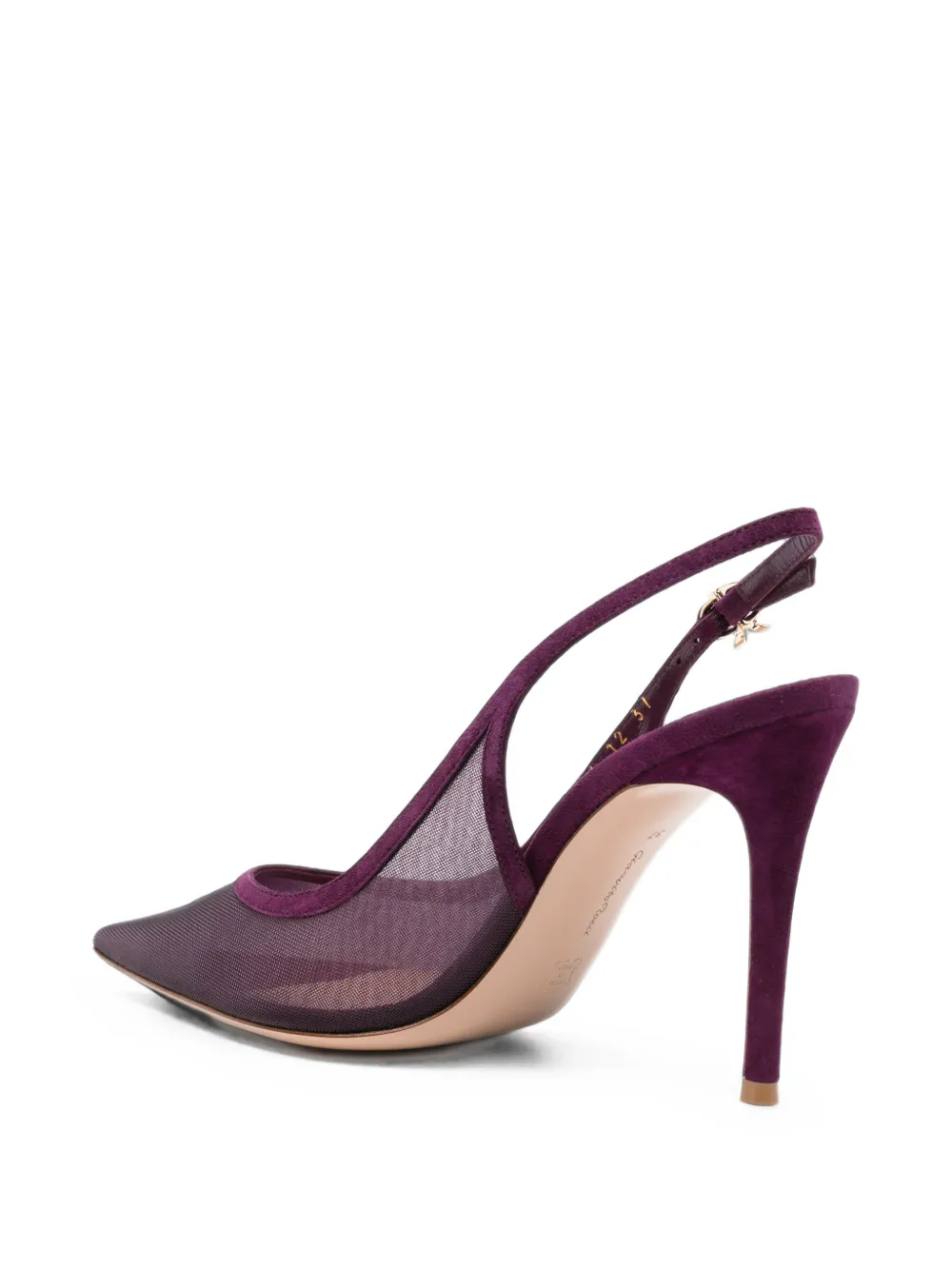 Gianvito Rossi mesh slingback heeled pumps Paars
