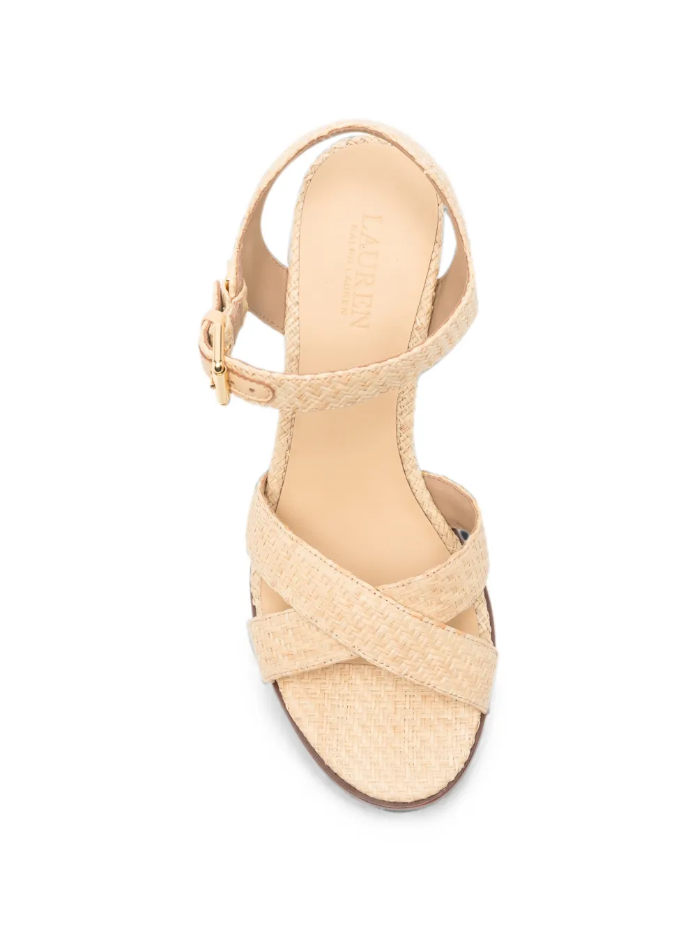 Lauren Ralph Lauren Emeryn sandalen met gekruiste bandjes en hak Beige