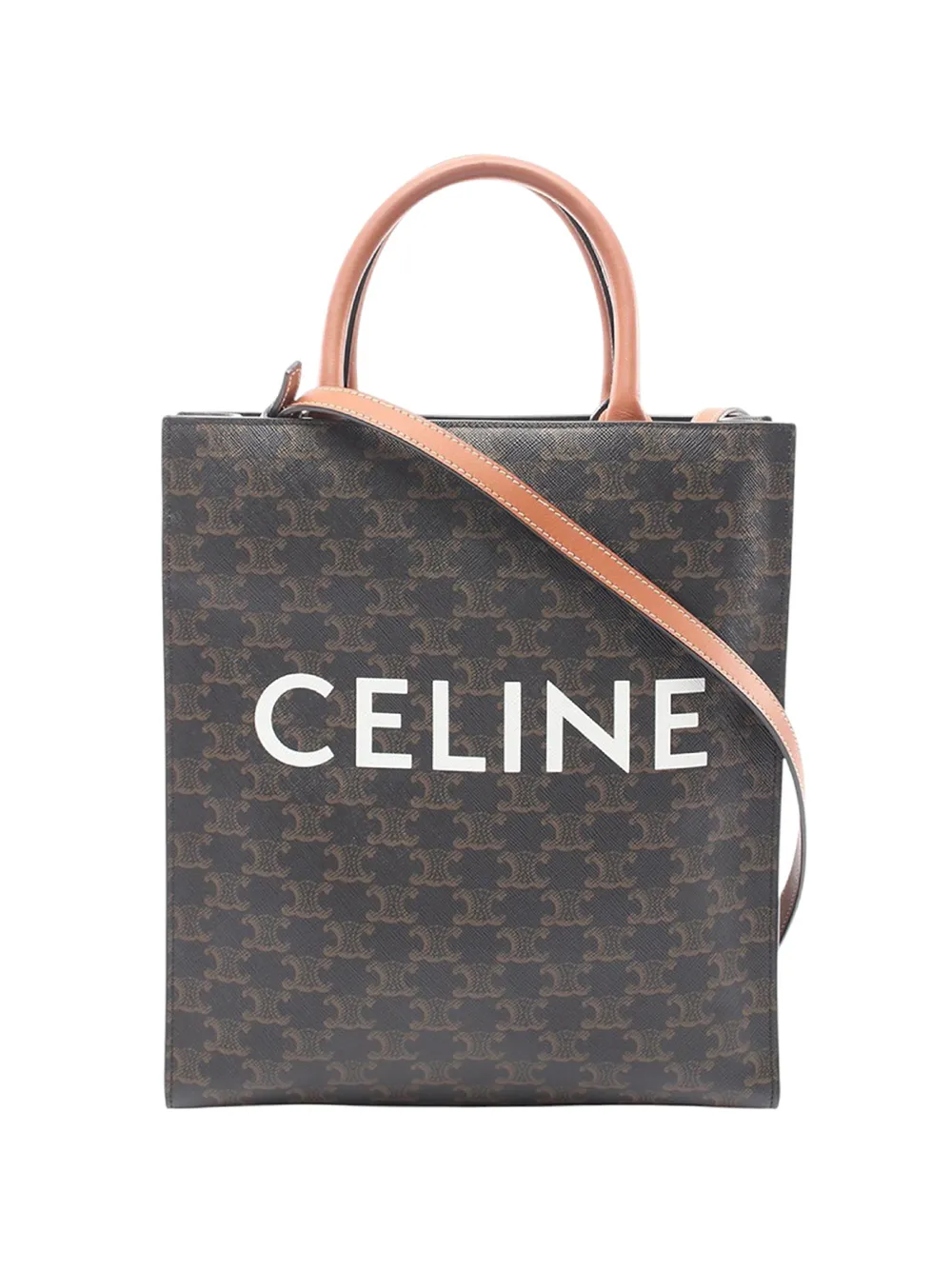 Celine Pre-Owned Borsa tote Vertical Cabas Triomphe piccola in tela cerata 2010-2026 - Marrone
