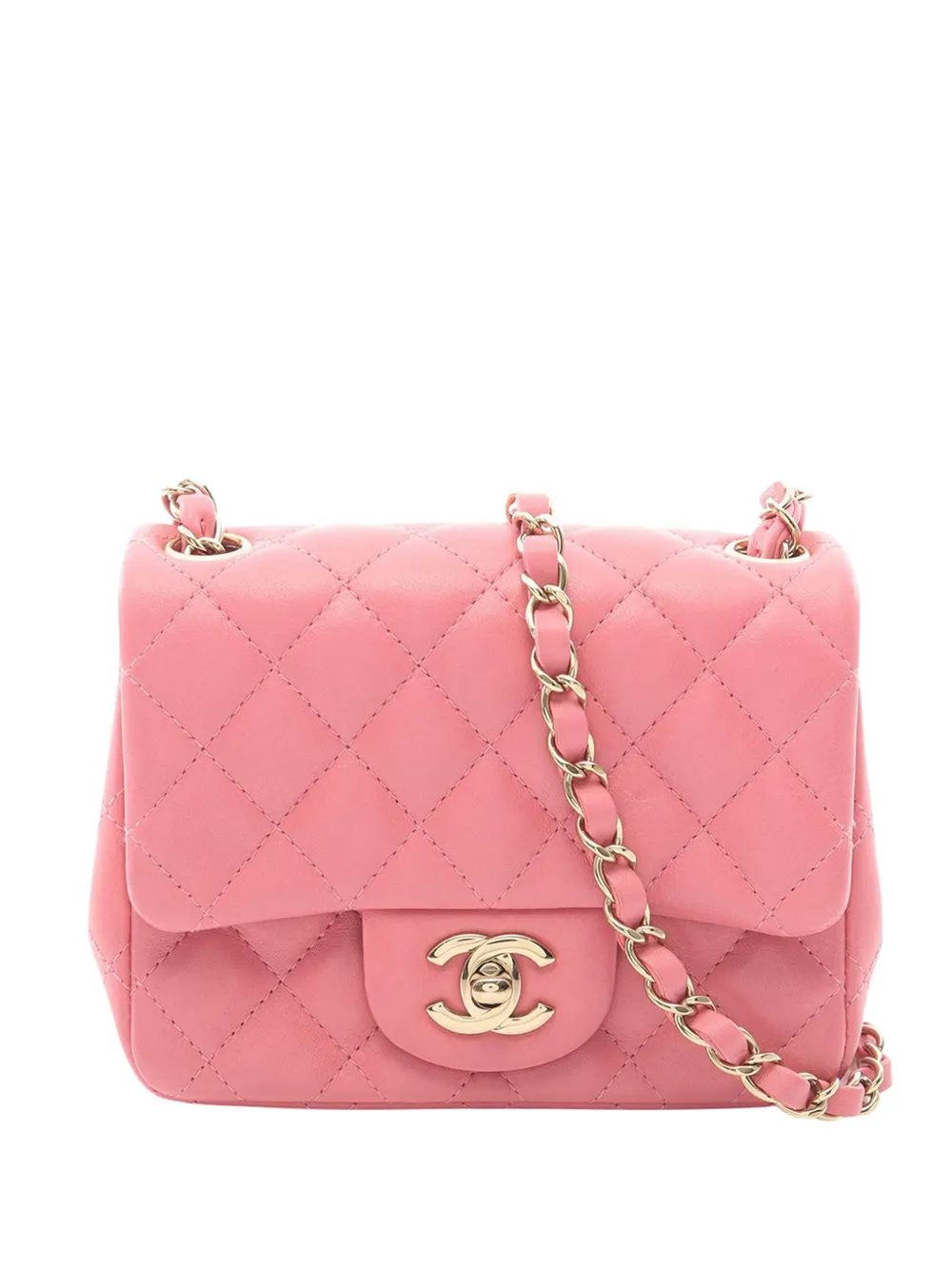 CHANEL Pre-Owned Borsa a tracolla mini in pelle di agnello con battente 2021-2026 - Rosa