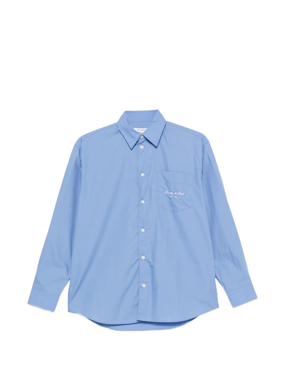 Sporty & Rich logo-embroidered chest-pocket shirt - Blu
