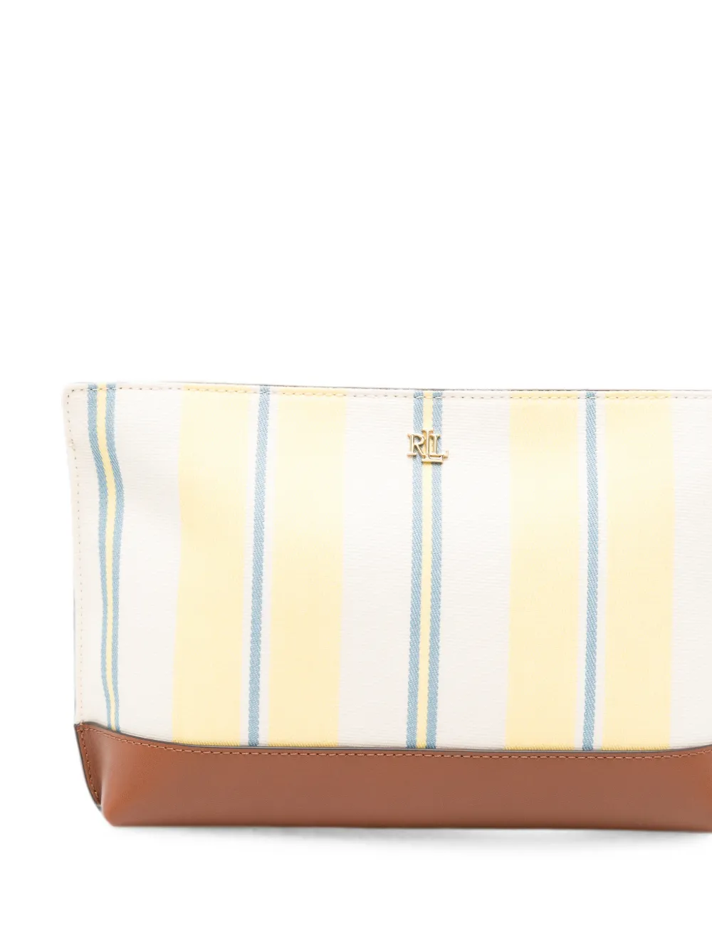 Lauren Ralph Lauren Gestreepte clutch met leren afwerking Beige
