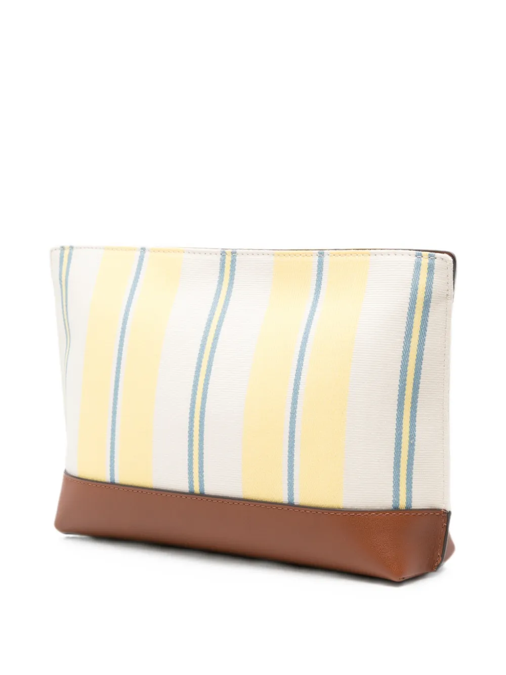 Lauren Ralph Lauren Gestreepte clutch met leren afwerking Beige