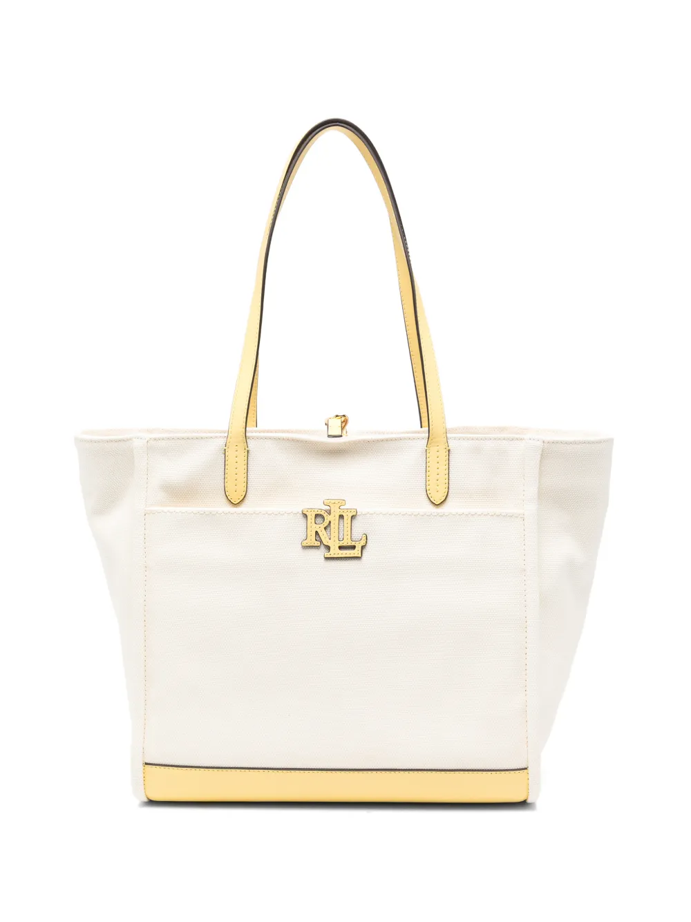 Lauren Ralph Lauren Borsa tote Cameryn grande in tela con placca logo - Toni neutri