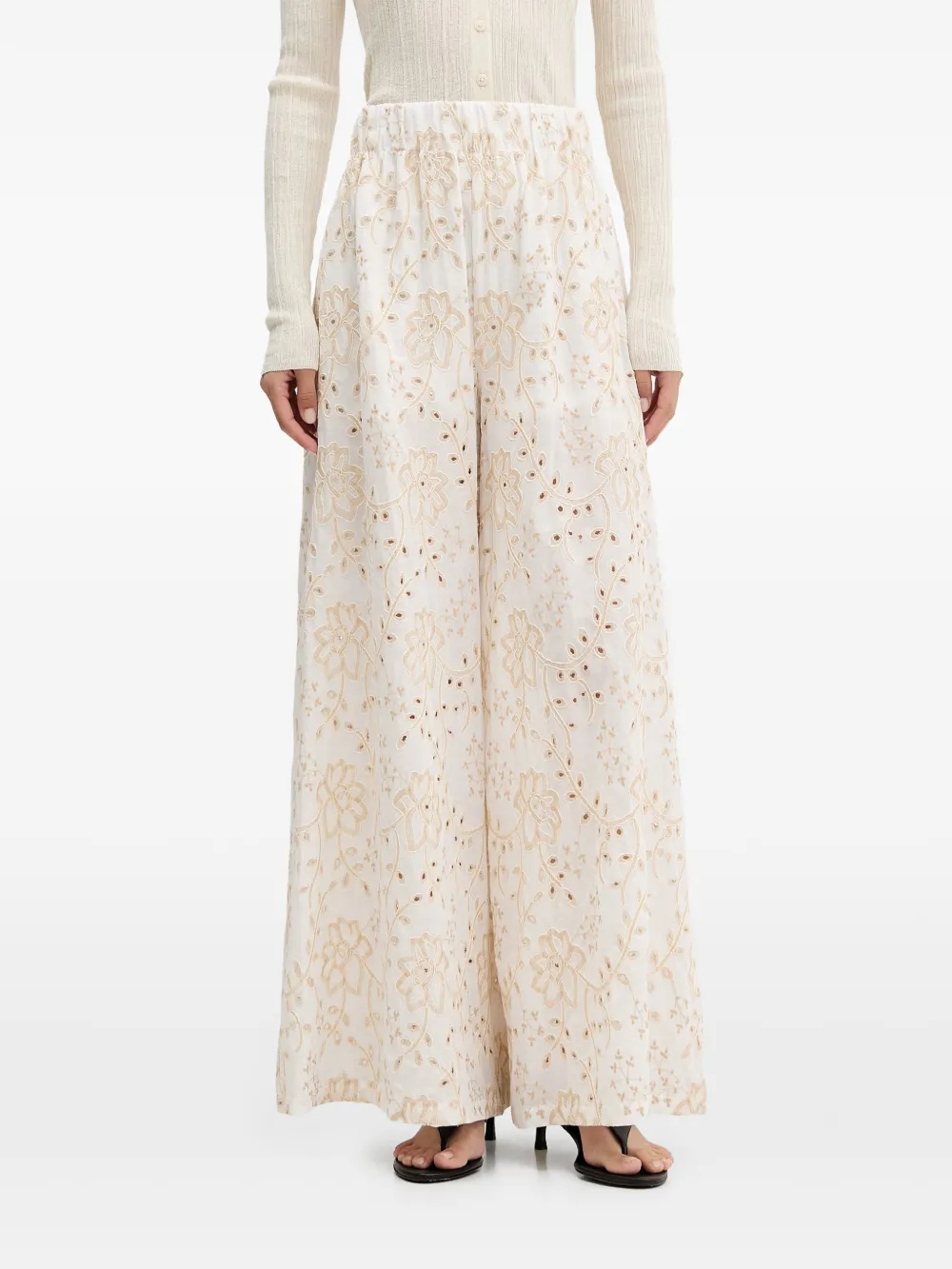 VICOLO broderie-anglaise palazzo pants