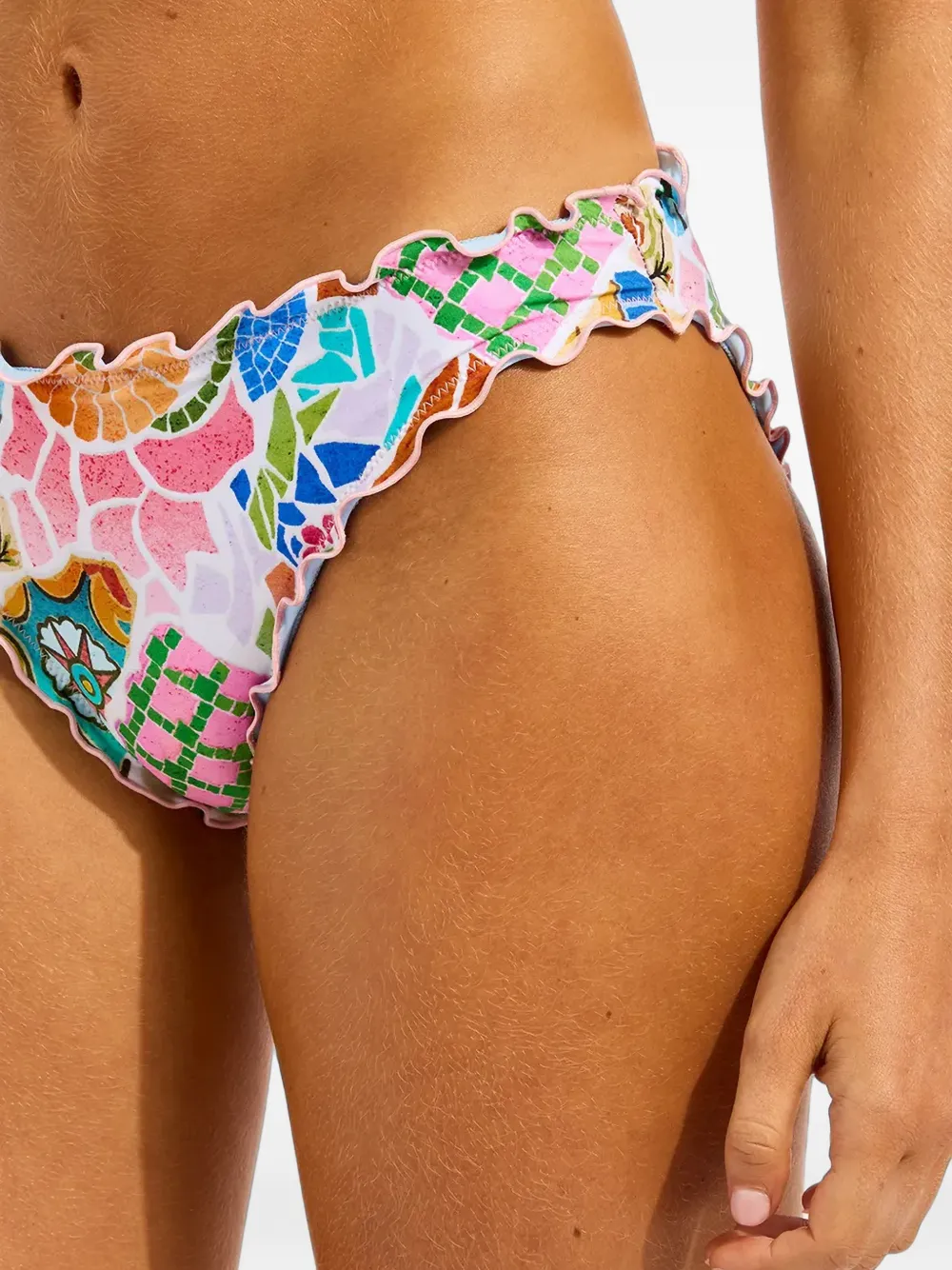 Seafolly Bikinislip met mozaïek-print en ruches Roze