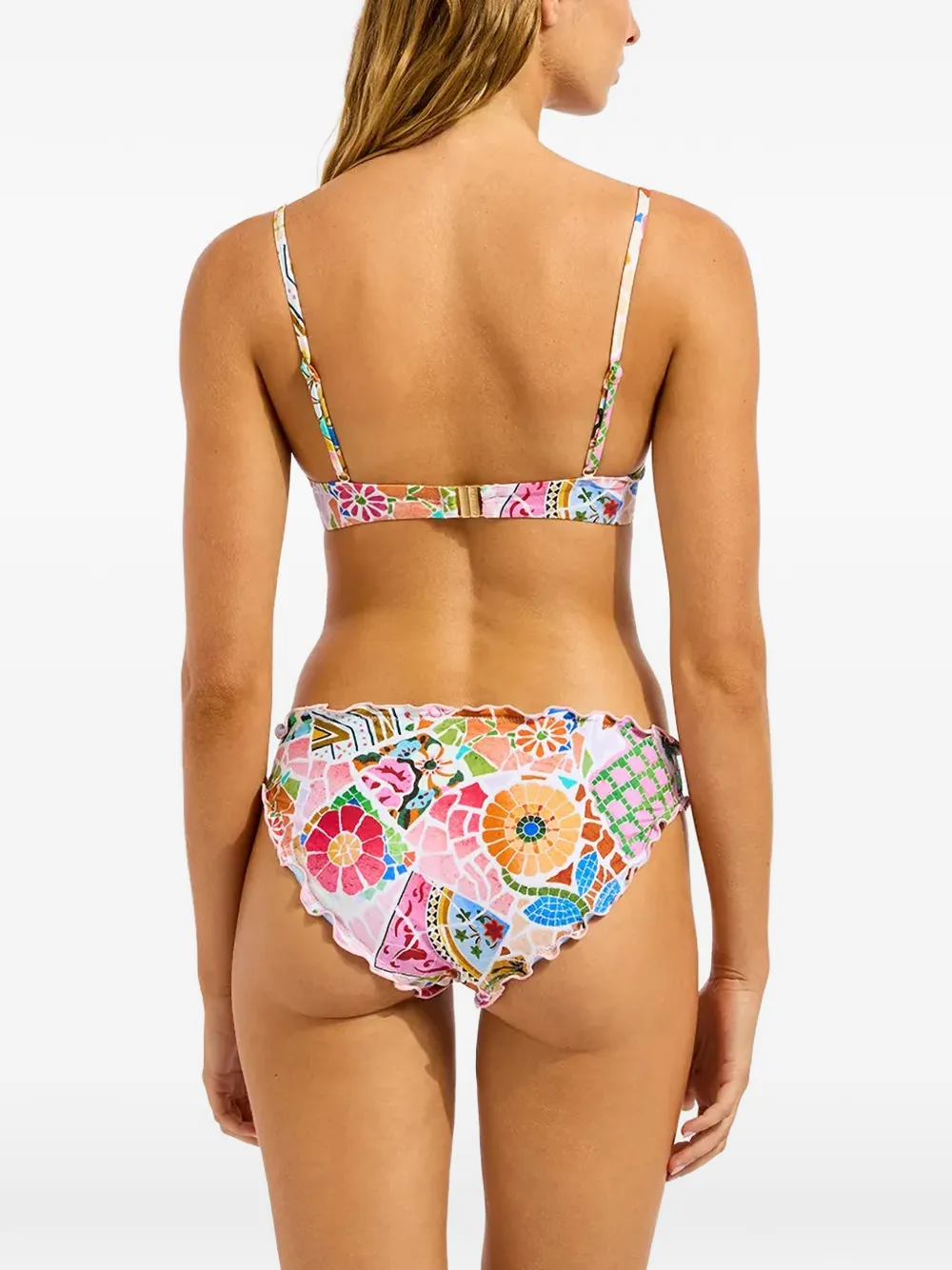 Seafolly Bikinislip met mozaïek-print en ruches Roze