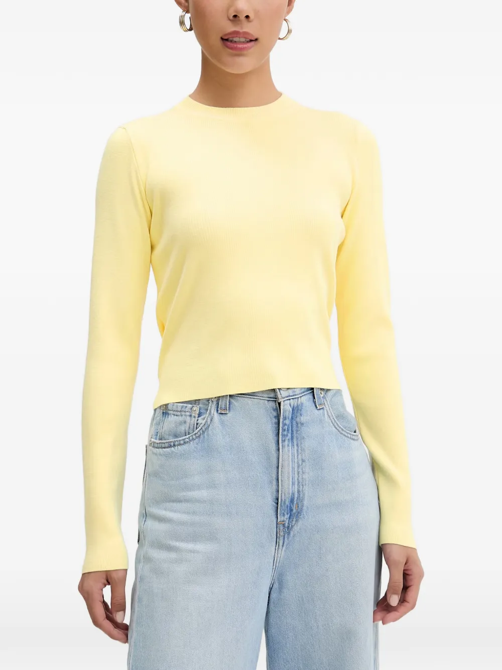VICOLO tie-back ribbed long-sleeve top - Gelb