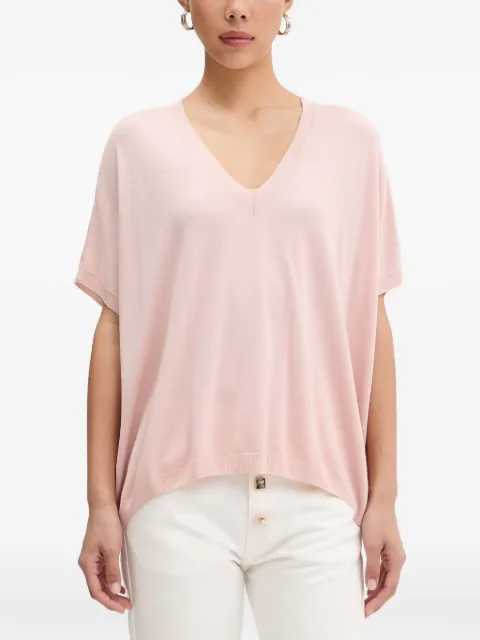 VICOLO fine-knit V-neck T-shirt