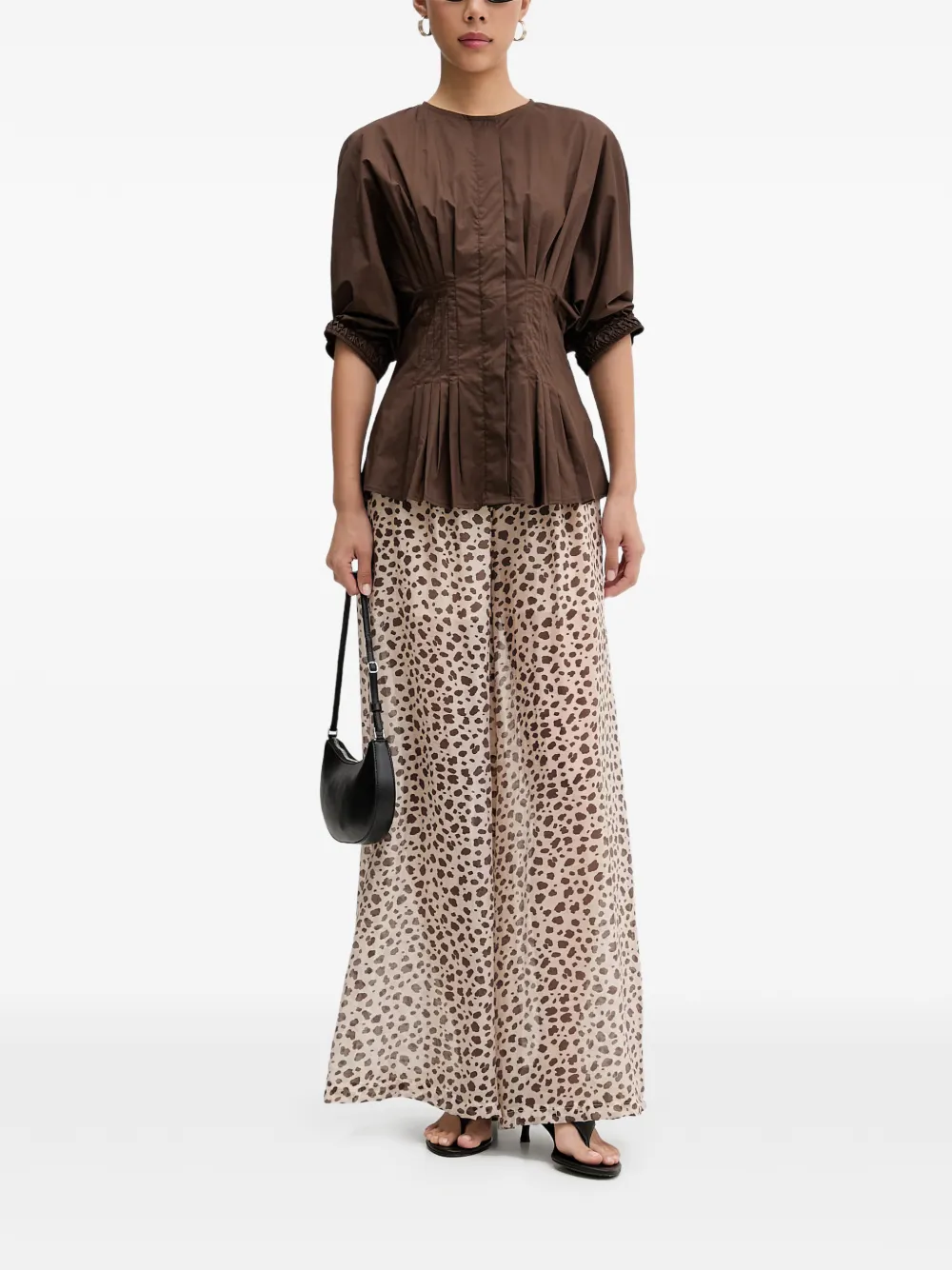 VICOLO leopard-print wide-leg trousers - Toni neutri
