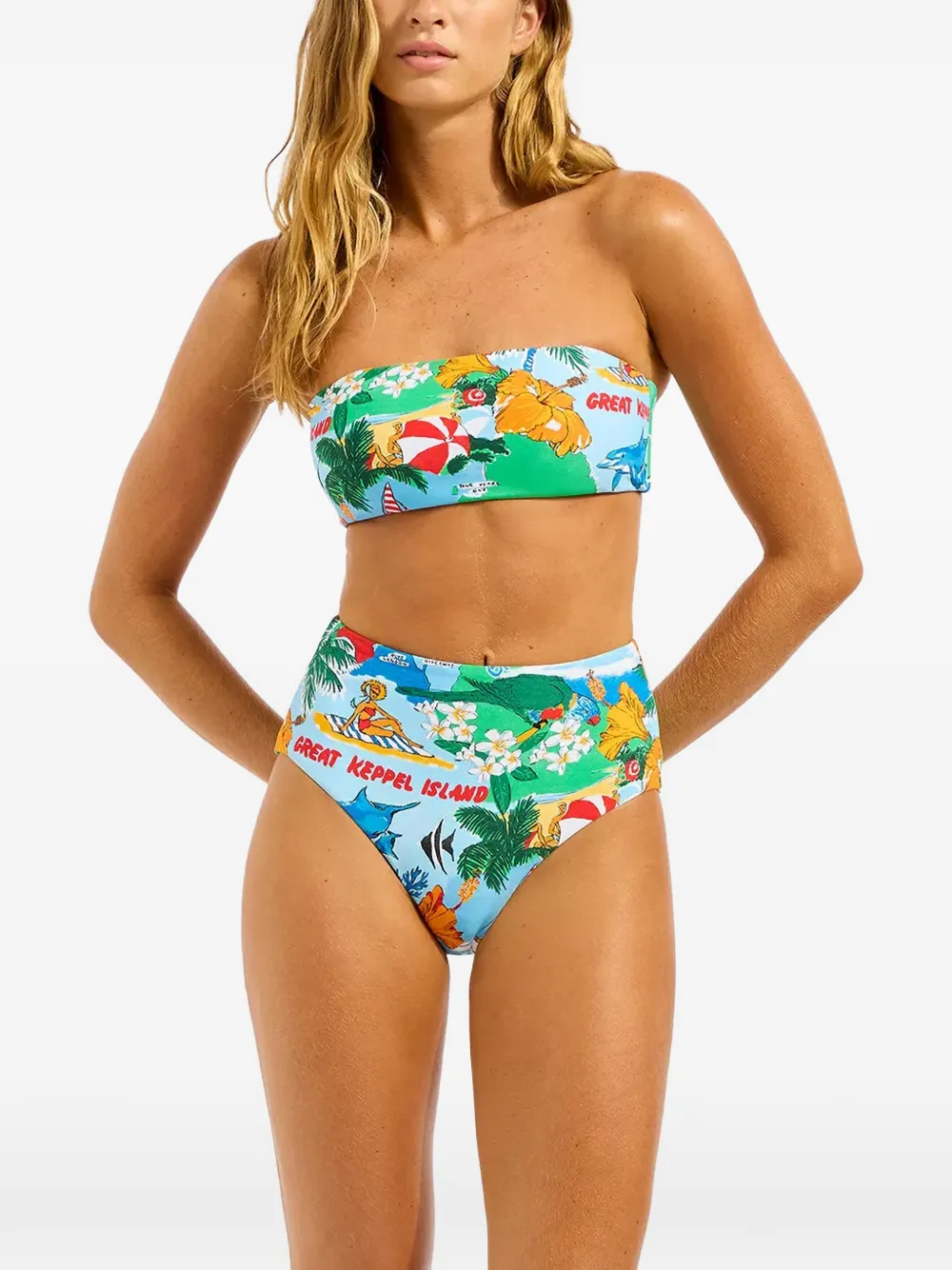 Seafolly graphic-print bikini - Blau