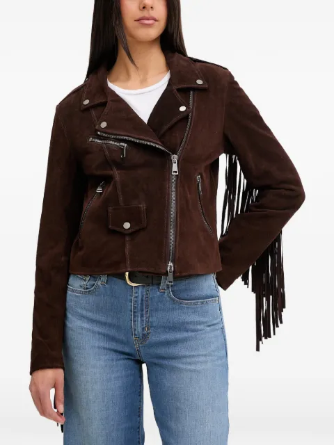 VICOLO fringe-trimmed biker jacket