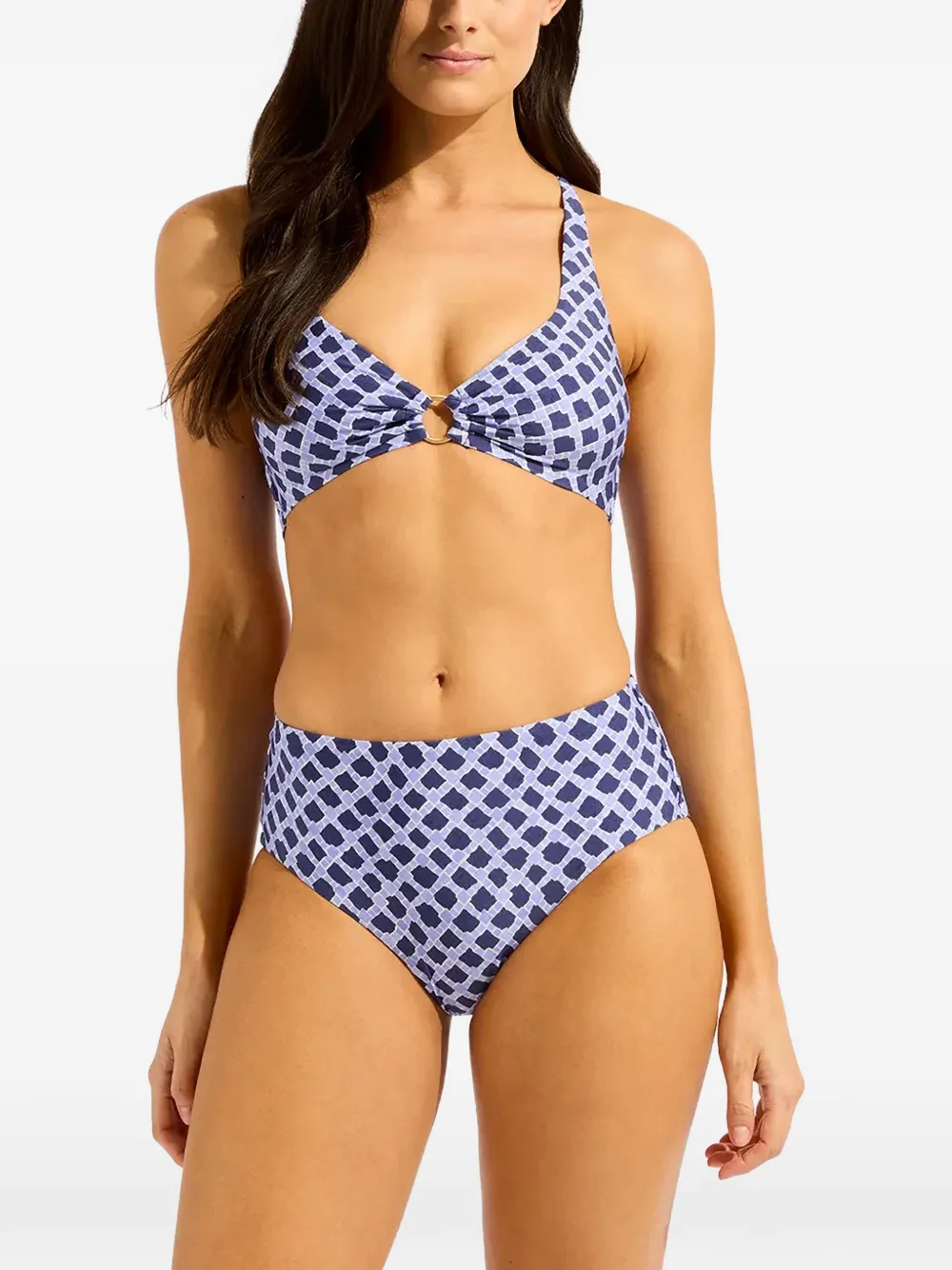 Seafolly geometric-print bikini top - Blu