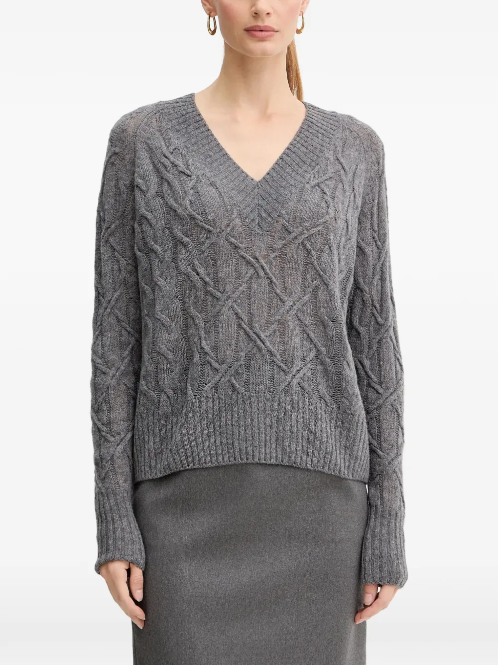 Ermanno Scervino cable-knit V-neck sweater - Grigio