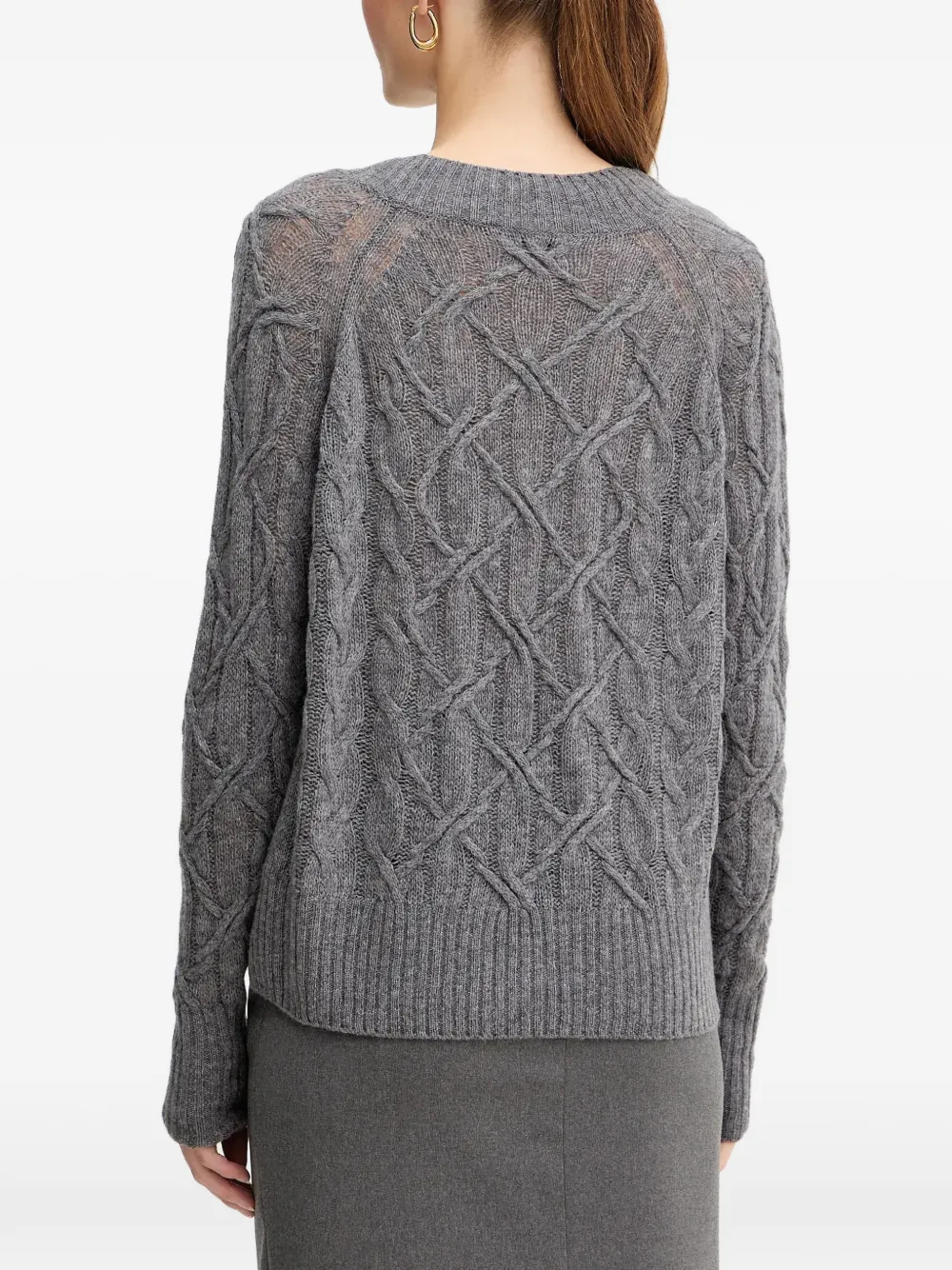 Ermanno Scervino Kabelgebreide trui met V-hals Grijs