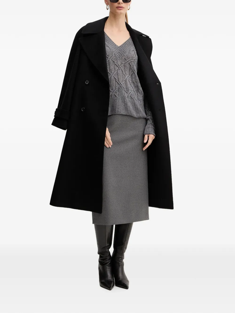 Ermanno Scervino Kabelgebreide trui met V-hals Grijs
