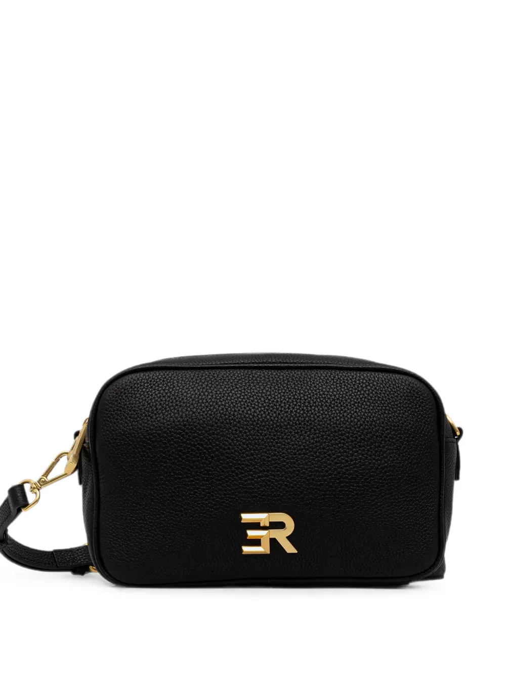 ERMANNO FIRENZE logo-plaque pebbled shoulder bag - Black