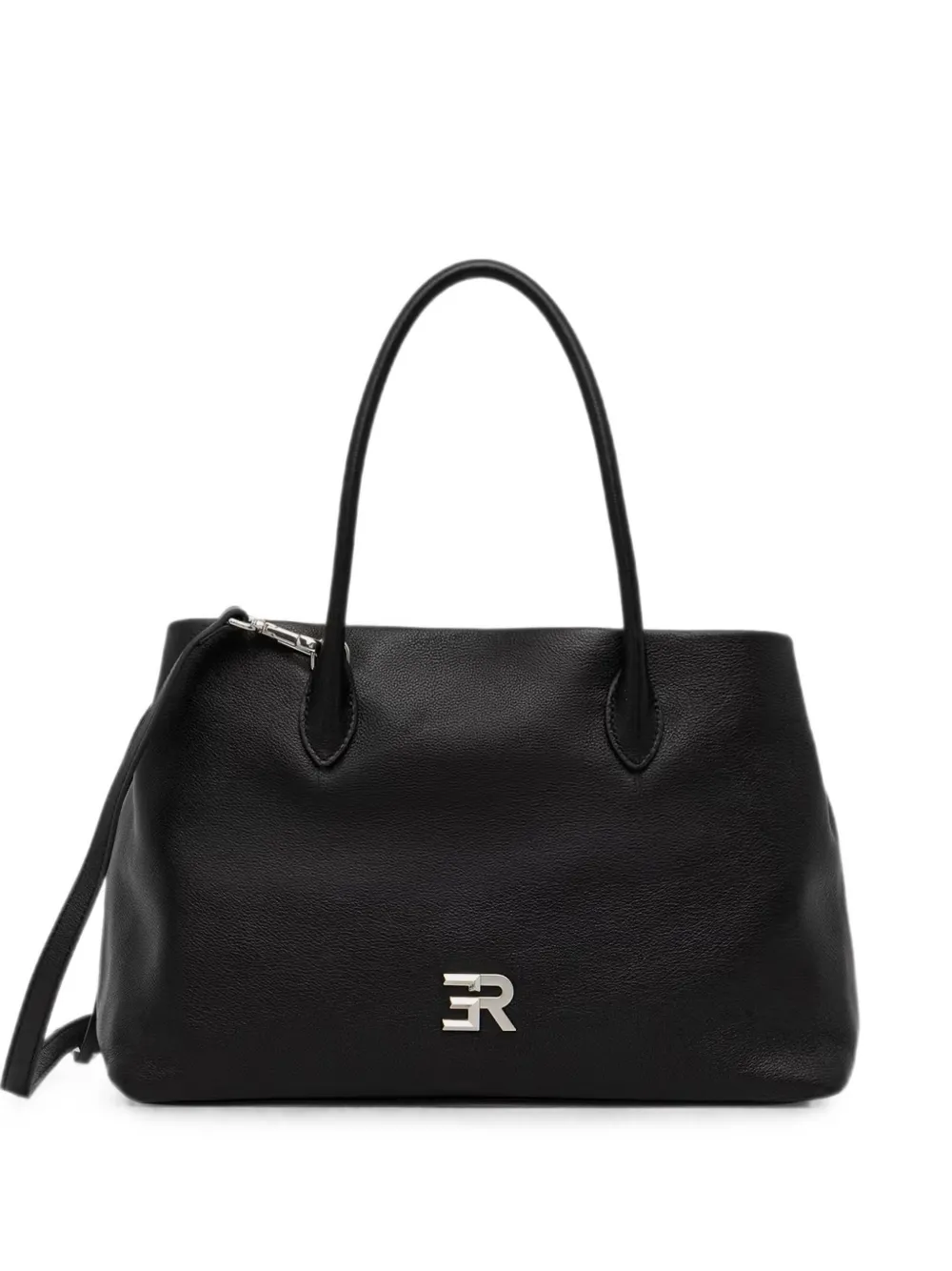 ERMANNO FIRENZE logo-plaque pebbled-leather tote bag - Black