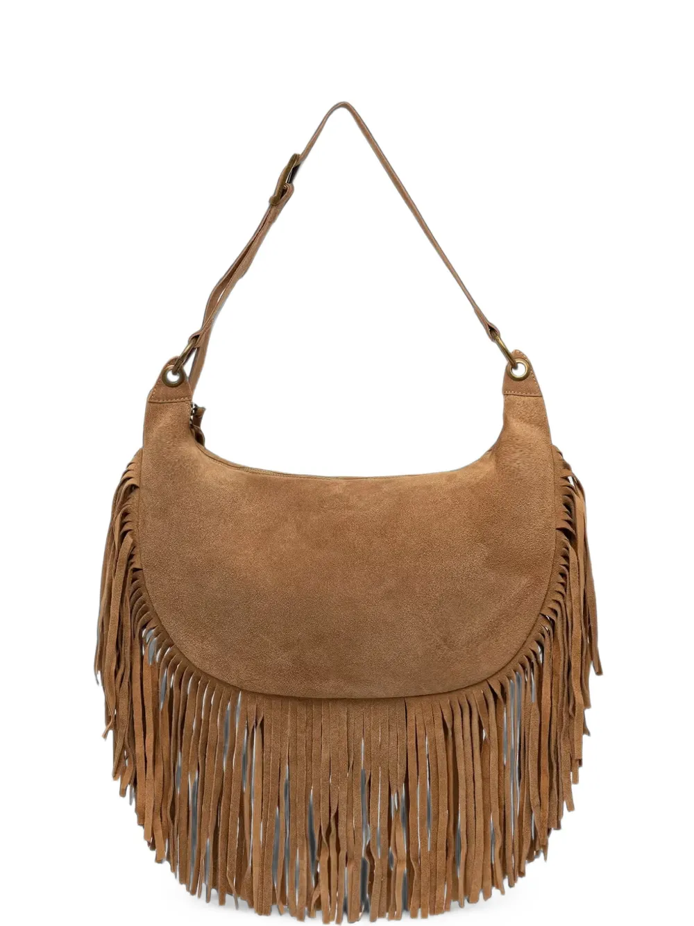 VICOLO fringe-trim suede shoulder bag - Marrone