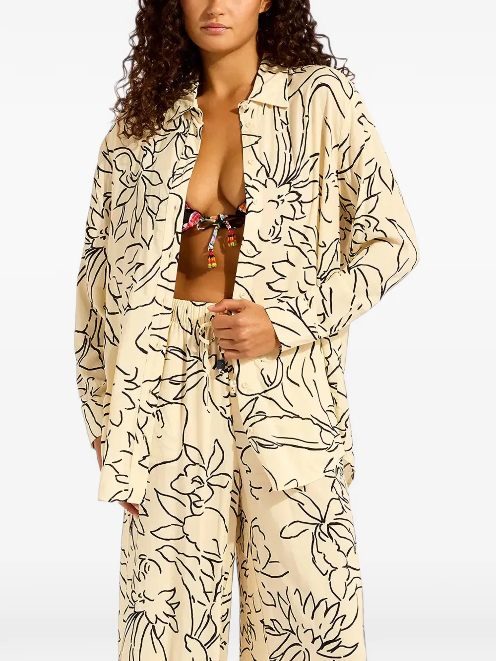 Seafolly Broek met bloemenprint Beige
