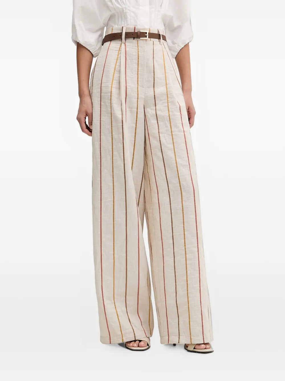 VICOLO striped pleated trousers - Toni neutri
