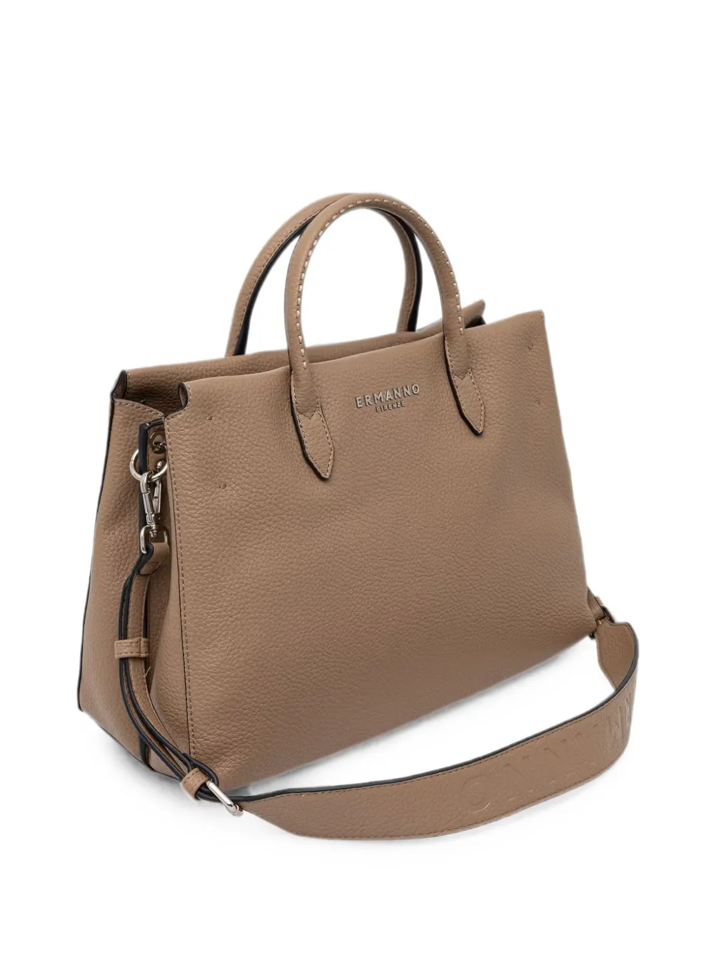 ERMANNO FIRENZE logo-plaque pebbled-effect tote bag - Neutrals