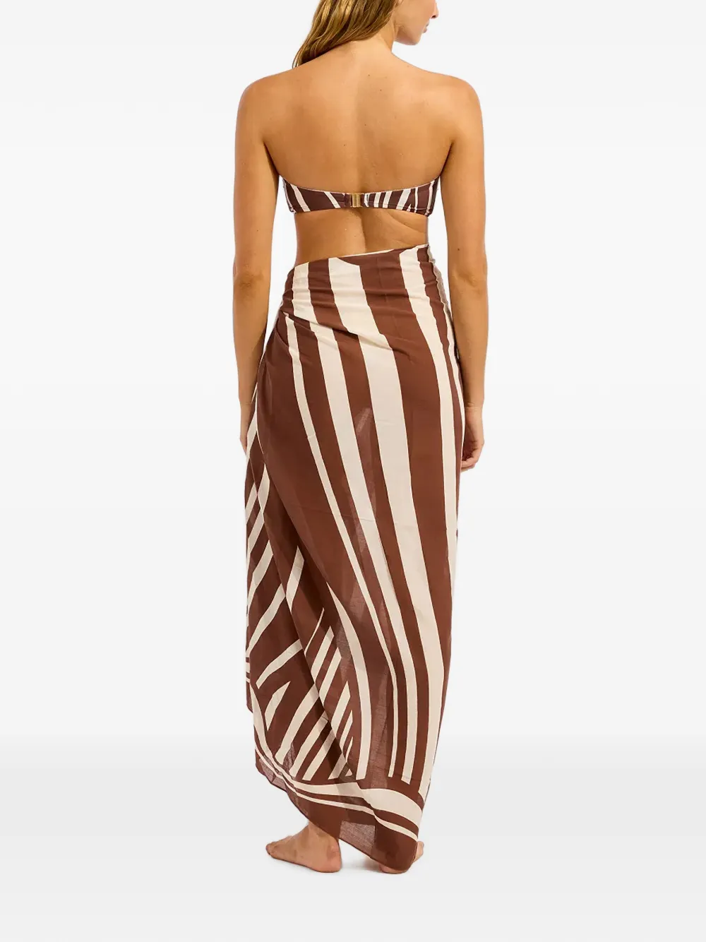 Seafolly Coastline gestreepte wikkelrok Bruin