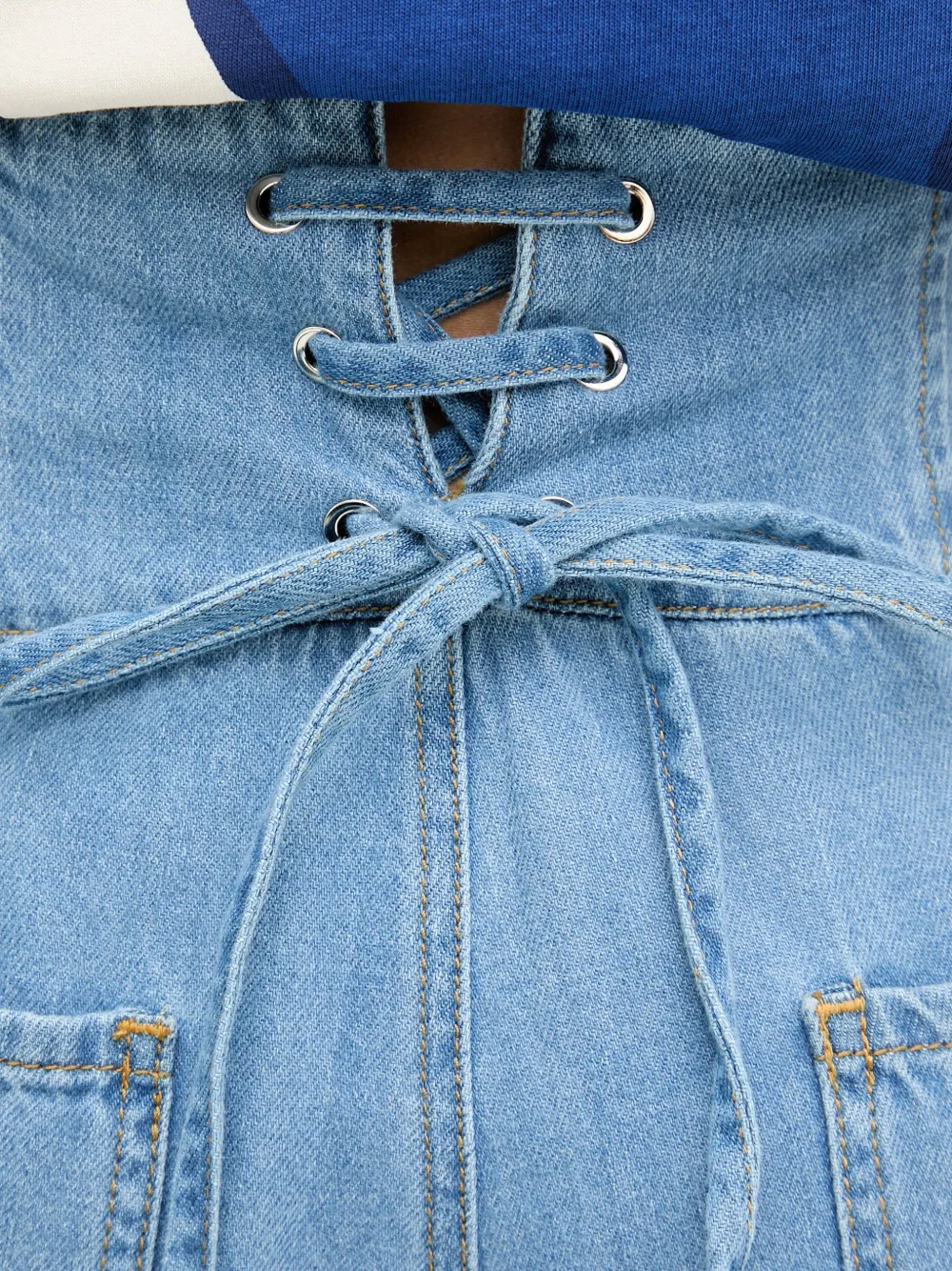 ERMANNO FIRENZE Geplooide jeans met veters Blauw
