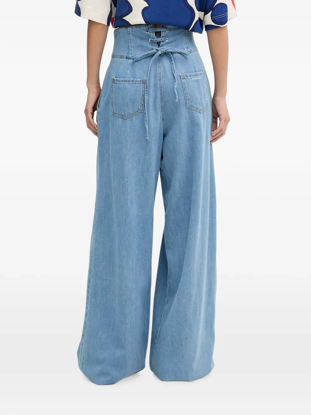 ERMANNO FIRENZE Geplooide jeans met veters Blauw