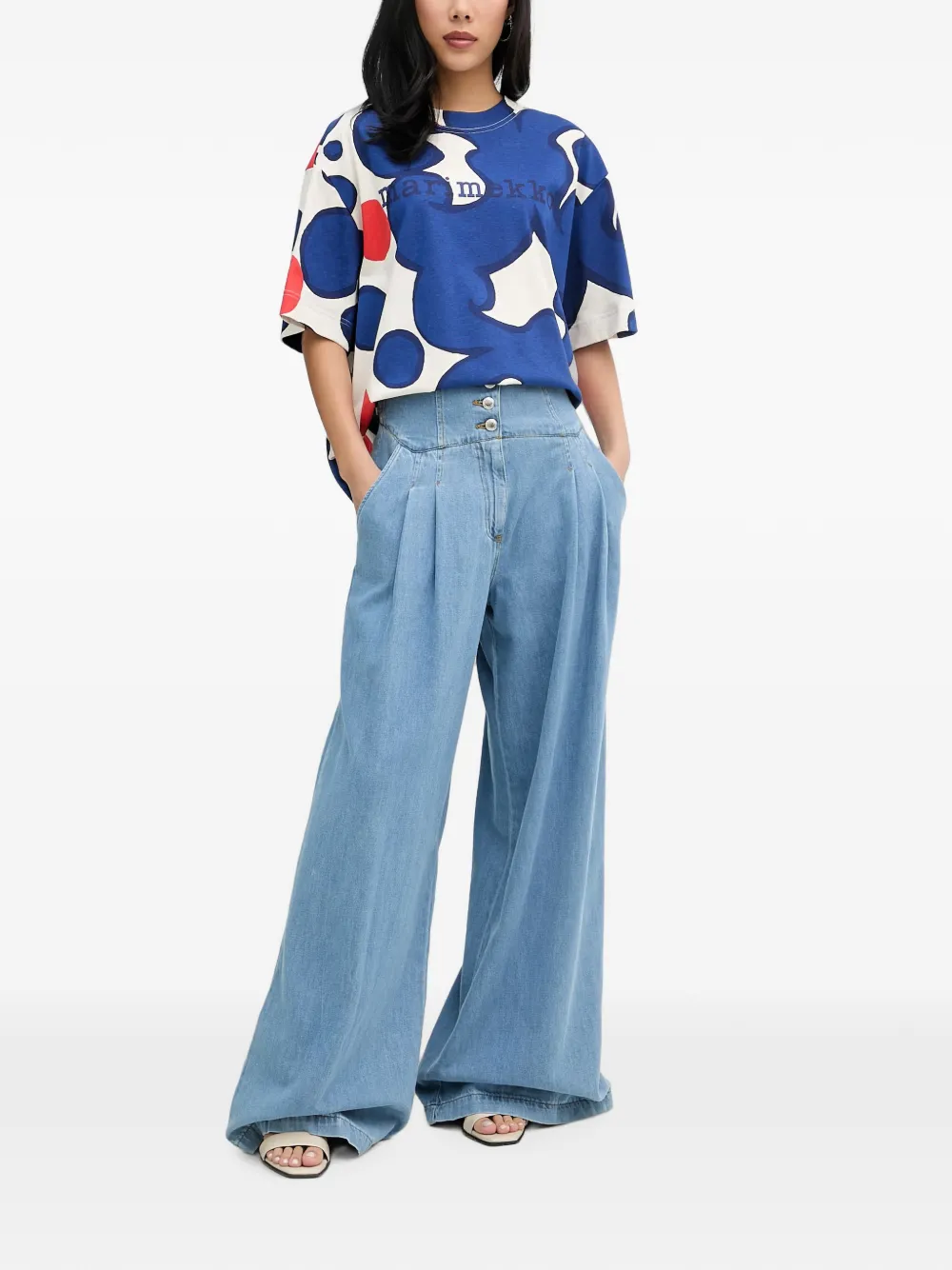 ERMANNO FIRENZE Geplooide jeans met veters Blauw