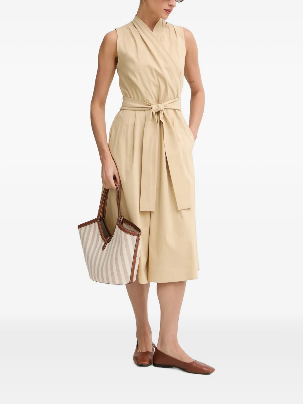 Joseph Ribkoff Midi-wikkeljurk met ceintuur Beige