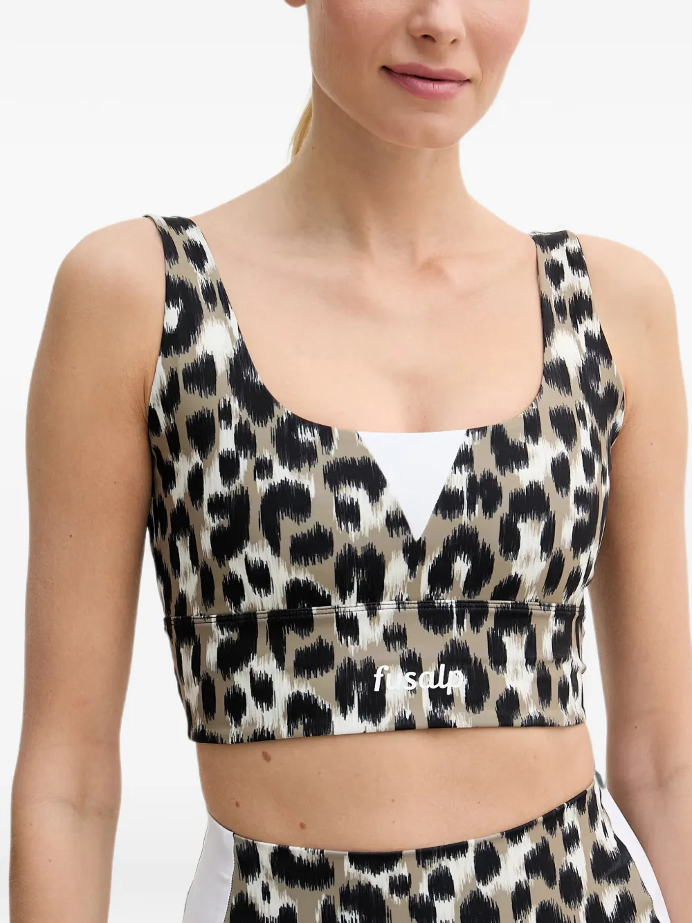 Fusalp Biarra sport-bh met luipaardprint Beige