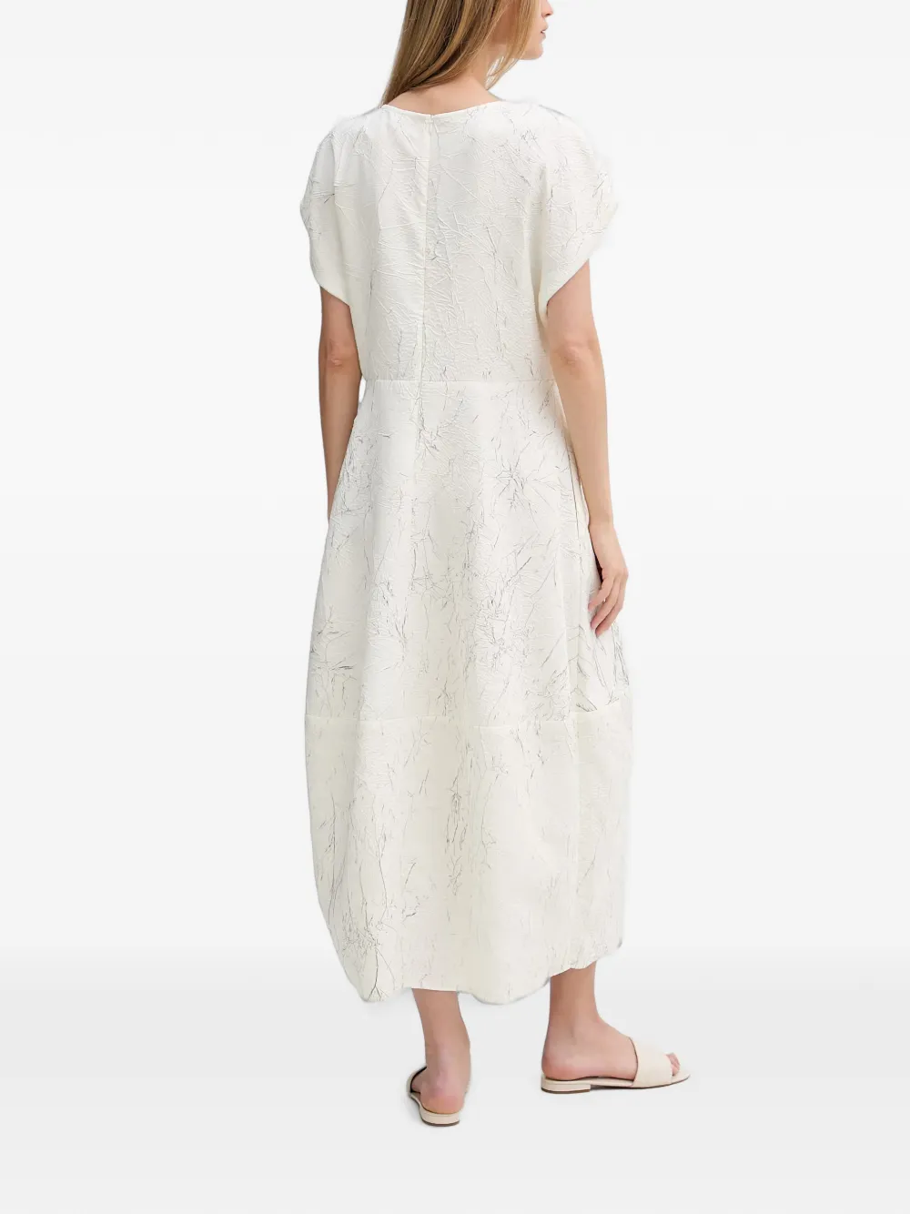 Joseph Ribkoff Midi-jurk met gekreukt effect en korte mouwen Beige