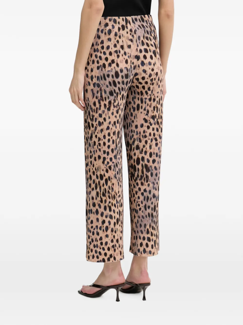 Joseph Ribkoff Cropped broek met luipaardprint en plissé-effect Beige