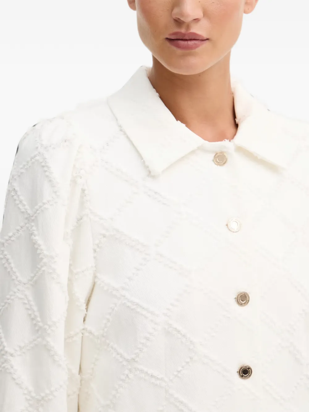 Joseph Ribkoff Textured Diamond-pattern Jacket In White
