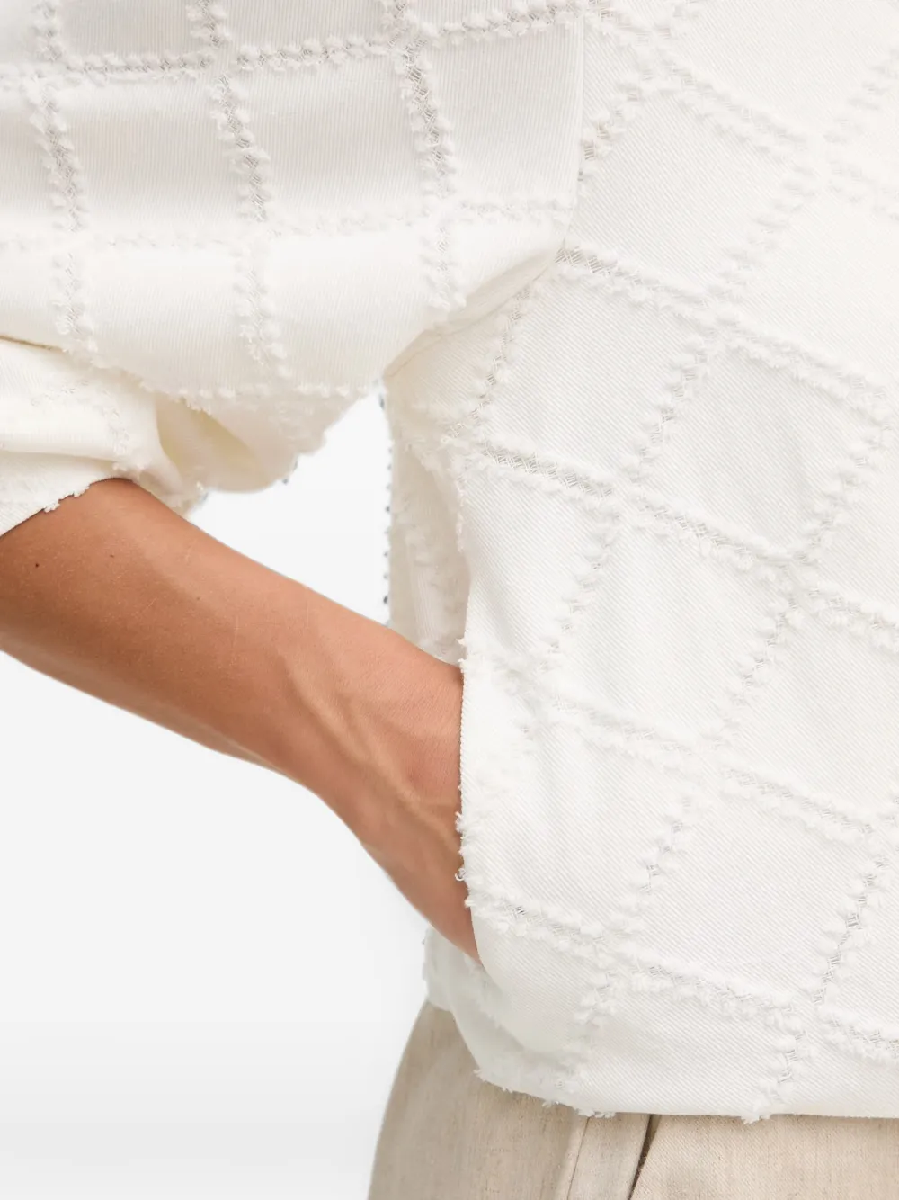 Joseph Ribkoff Textured Diamond-pattern Jacket In White